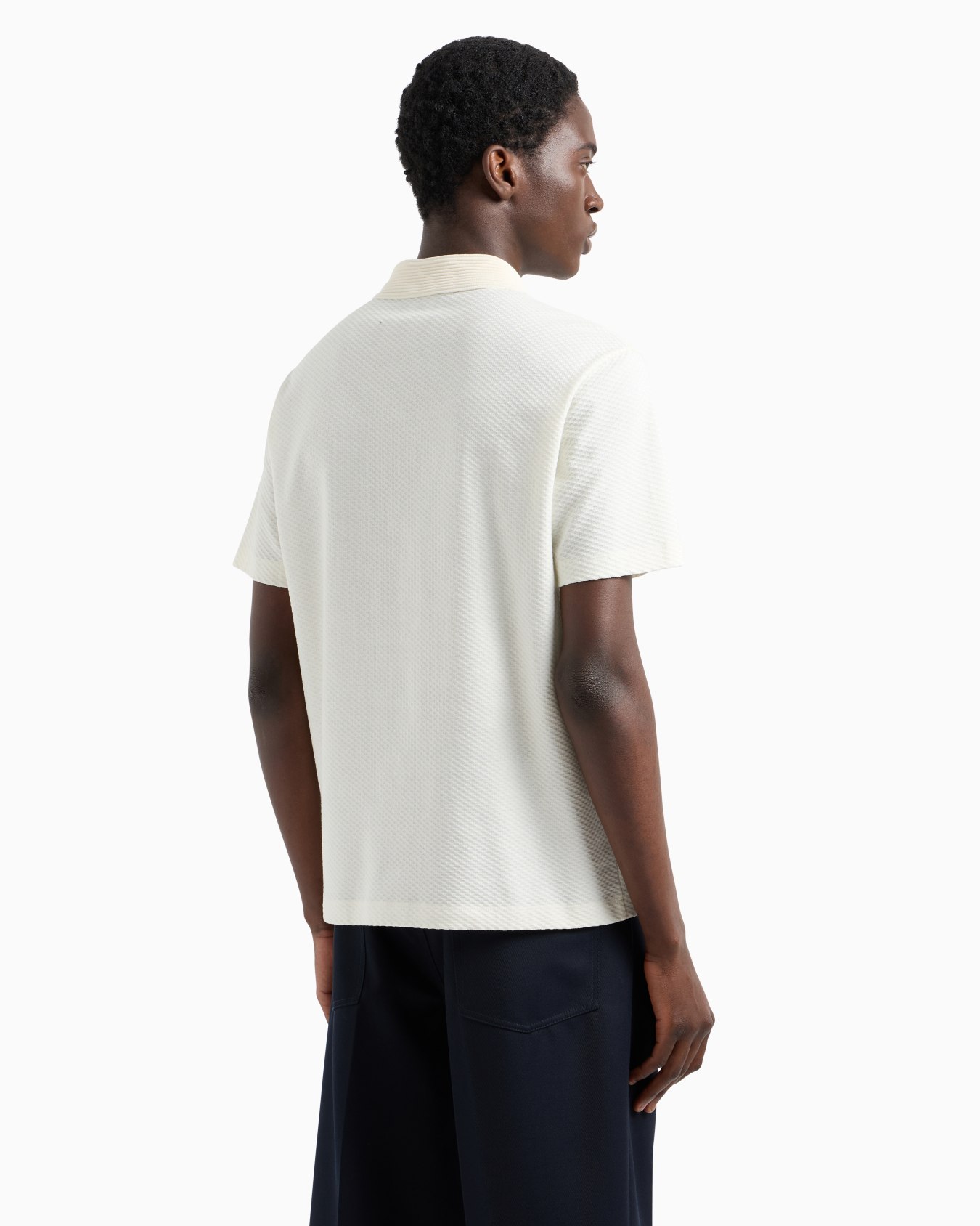 Jacquard jersey polo shirt with embossed motif Slide 2
