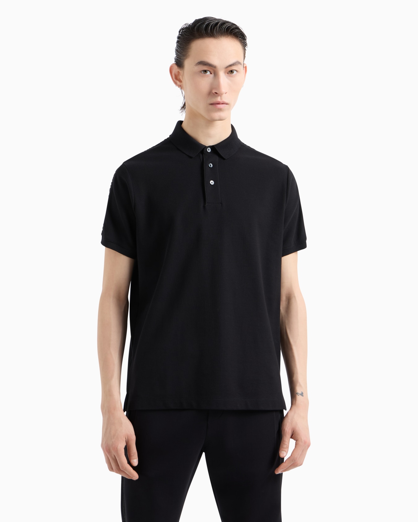 Jersey polo shirt with embossed logo tape Slide 1