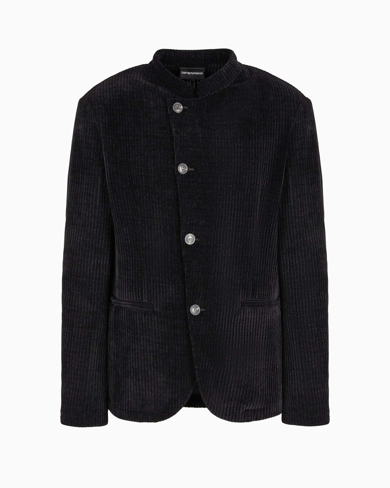 Veste col officier avec fermeture décentrée en velours côtelé Diapositive 0