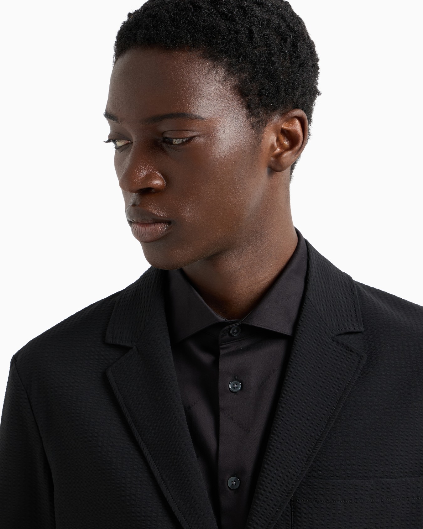 Veste à simple boutonnage en tissu seersucker technique Diapositive 4