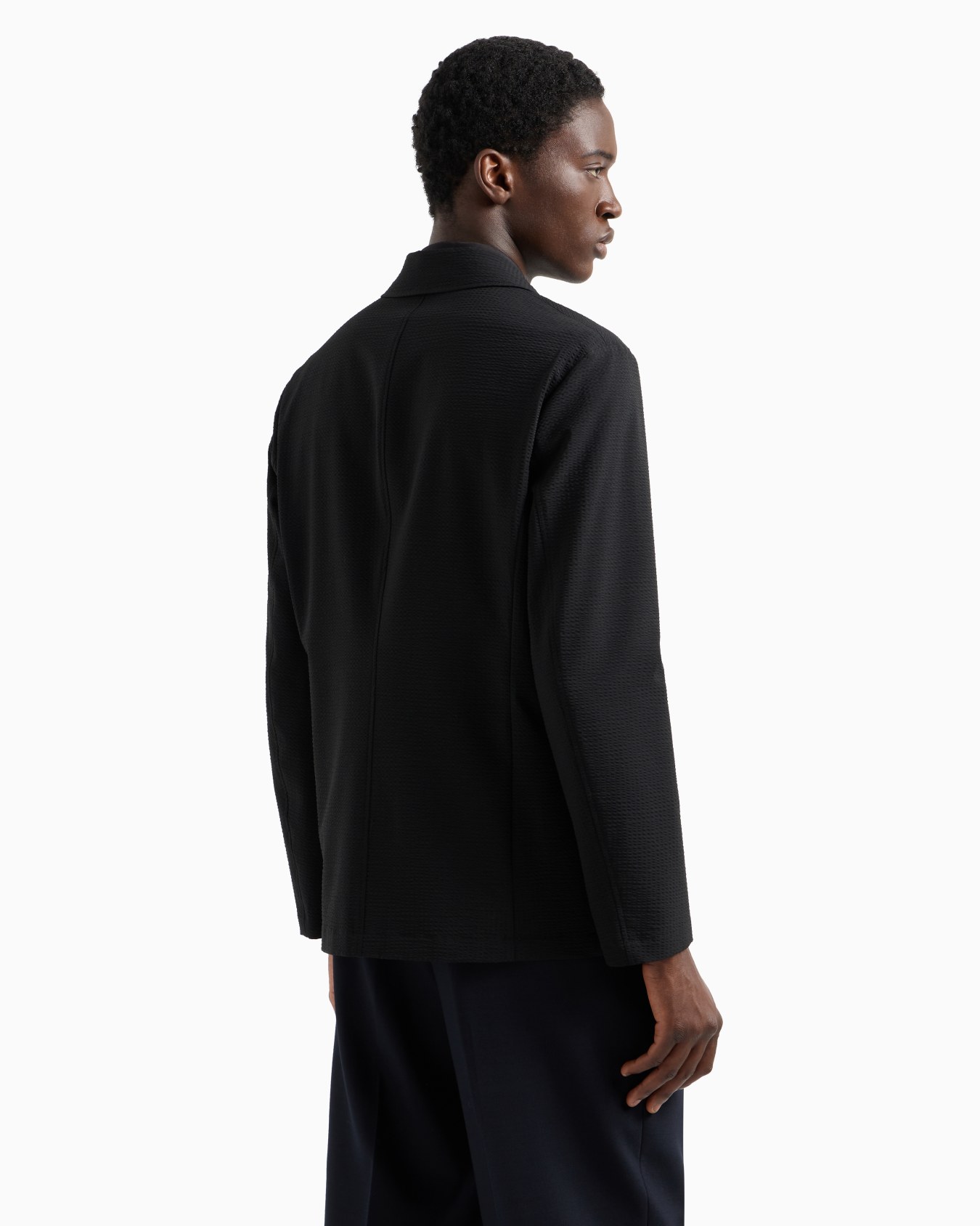 Veste à simple boutonnage en tissu seersucker technique Diapositive 2