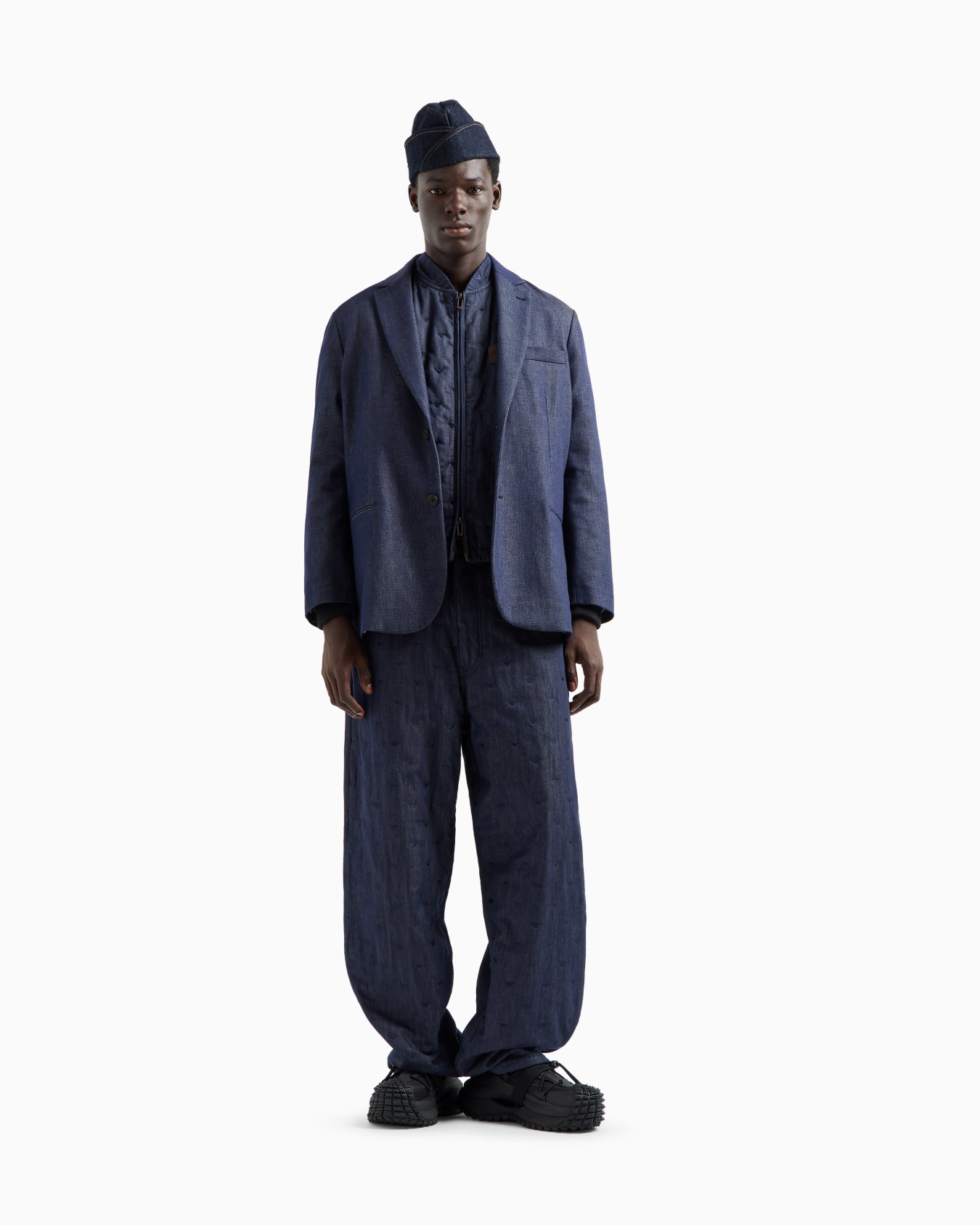 Single-breasted blazer in an ASV Lyocell-blend denim Slide 1