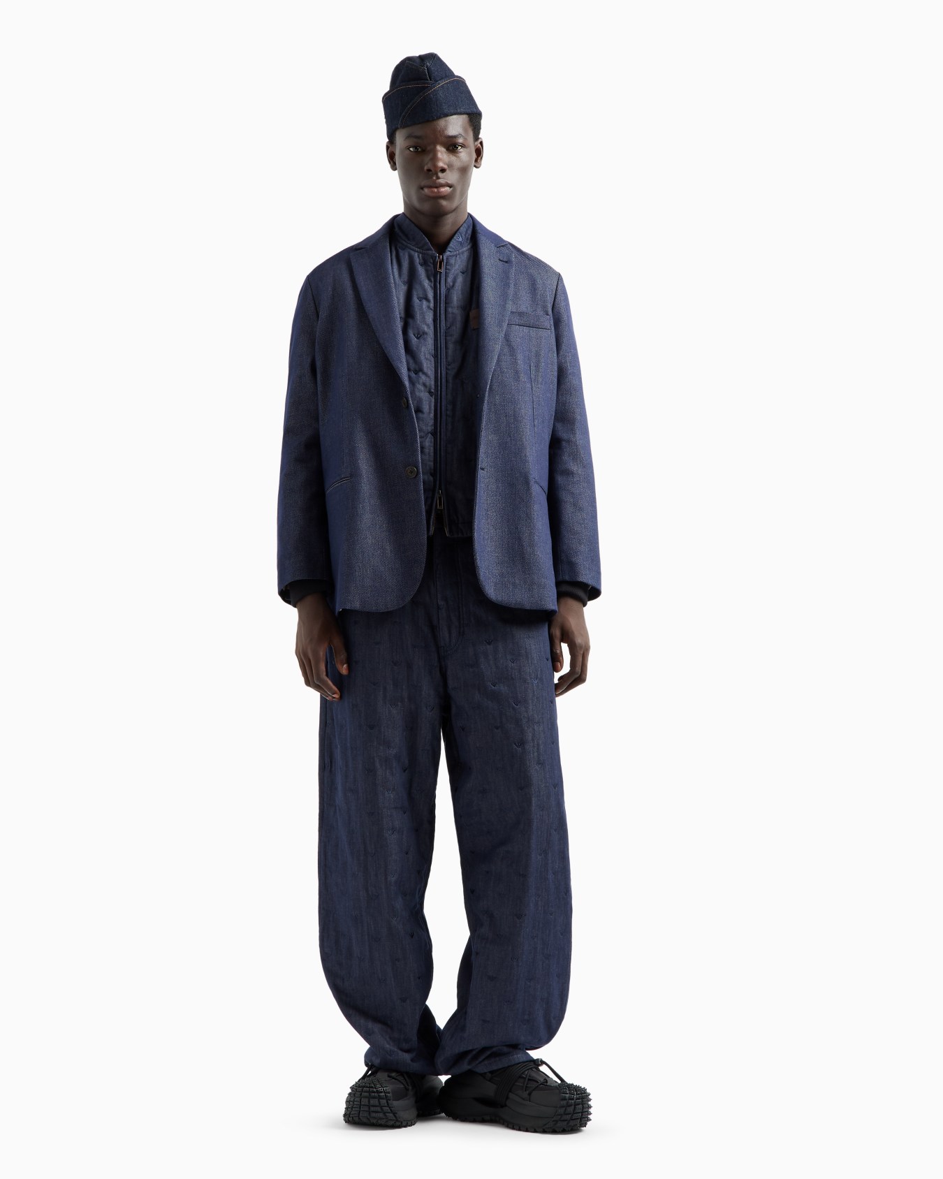 Single-breasted blazer in an ASV Lyocell-blend denim Slide 3