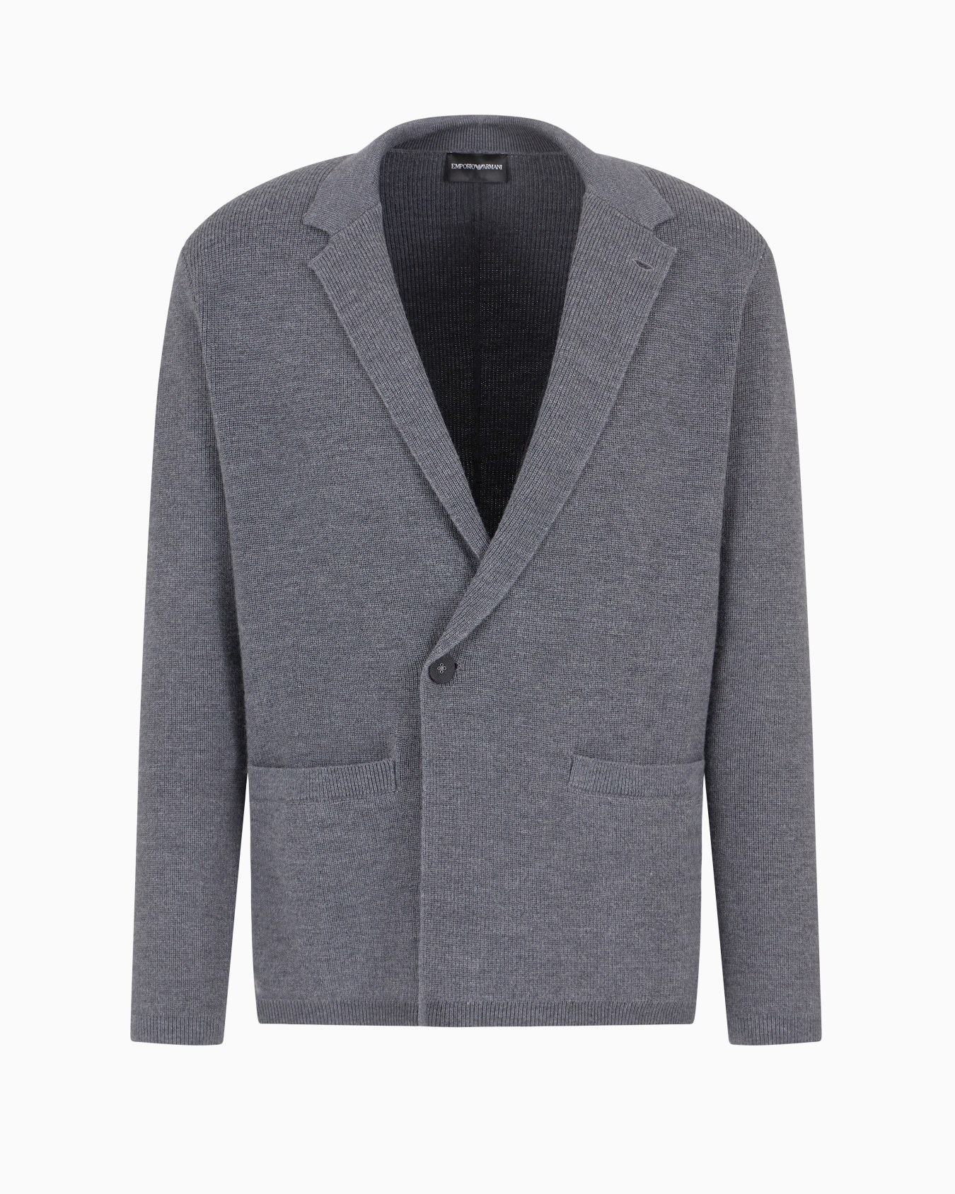 Virgin wool-blend knit double-breasted blazer Slide 0