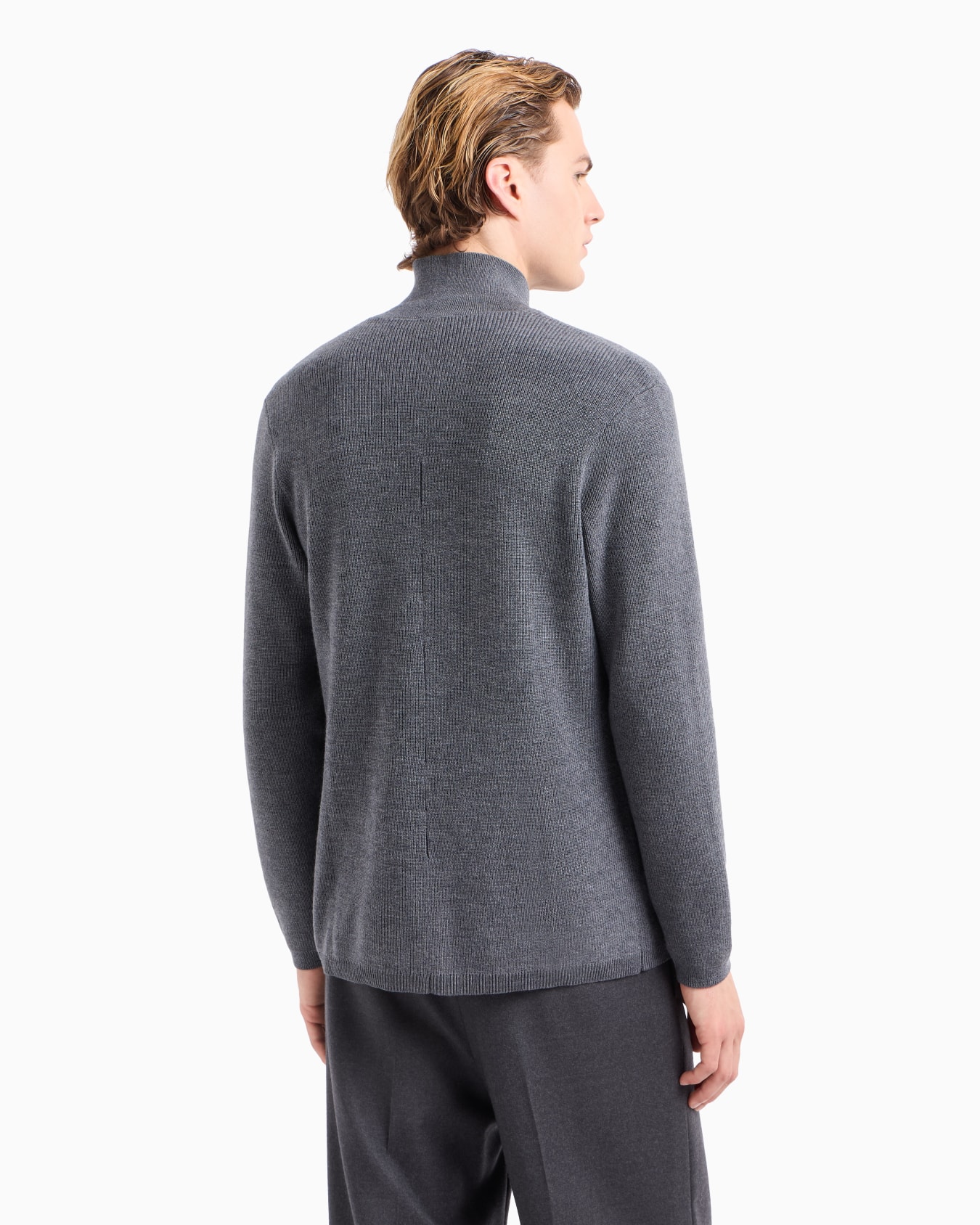 Virgin wool-blend knit double-breasted blazer Slide 2