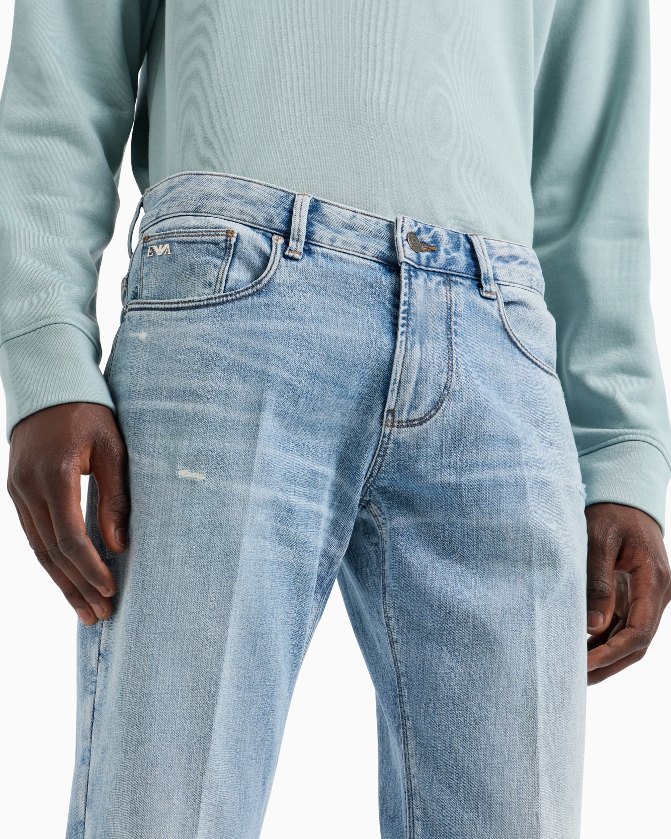 J06 Slim-fit, stone-washed stretch-denim jeans with rips Slide 4