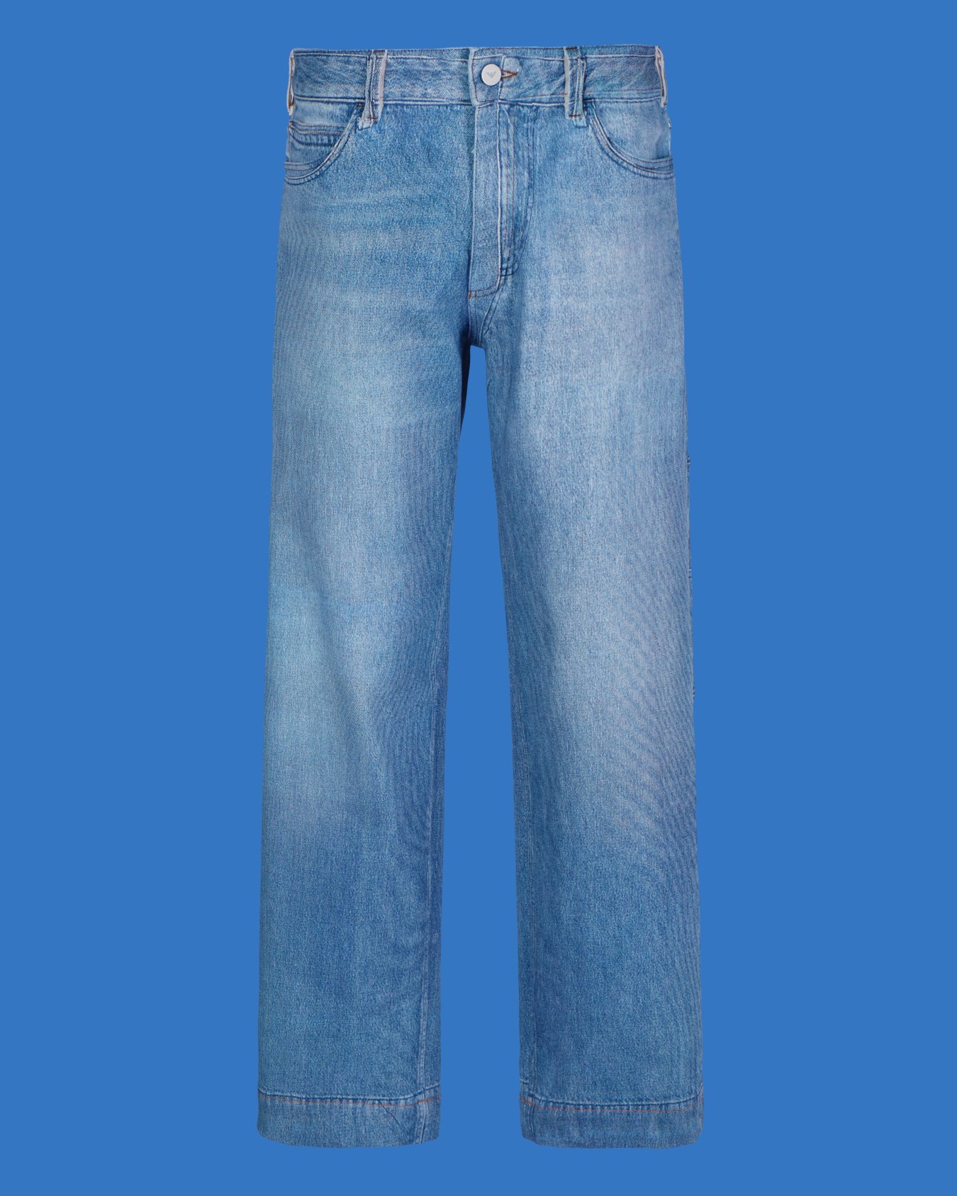 ASV Black Blue capsule collection stretch twill cotton bull jeans with trompe l'oeil print Slide 0