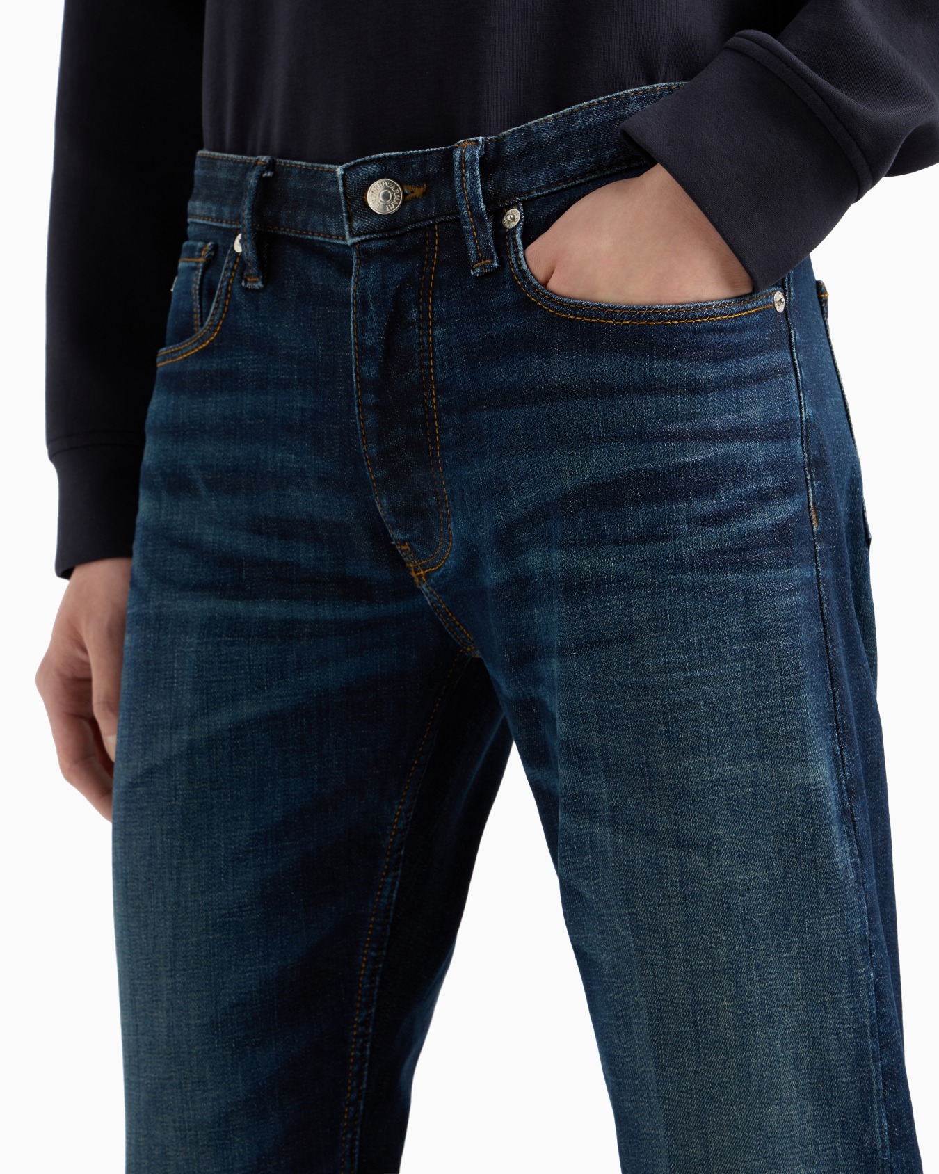 J75 Slim-fit, stone-washed stretch denim jeans with dirty-effect treatment Slide 4