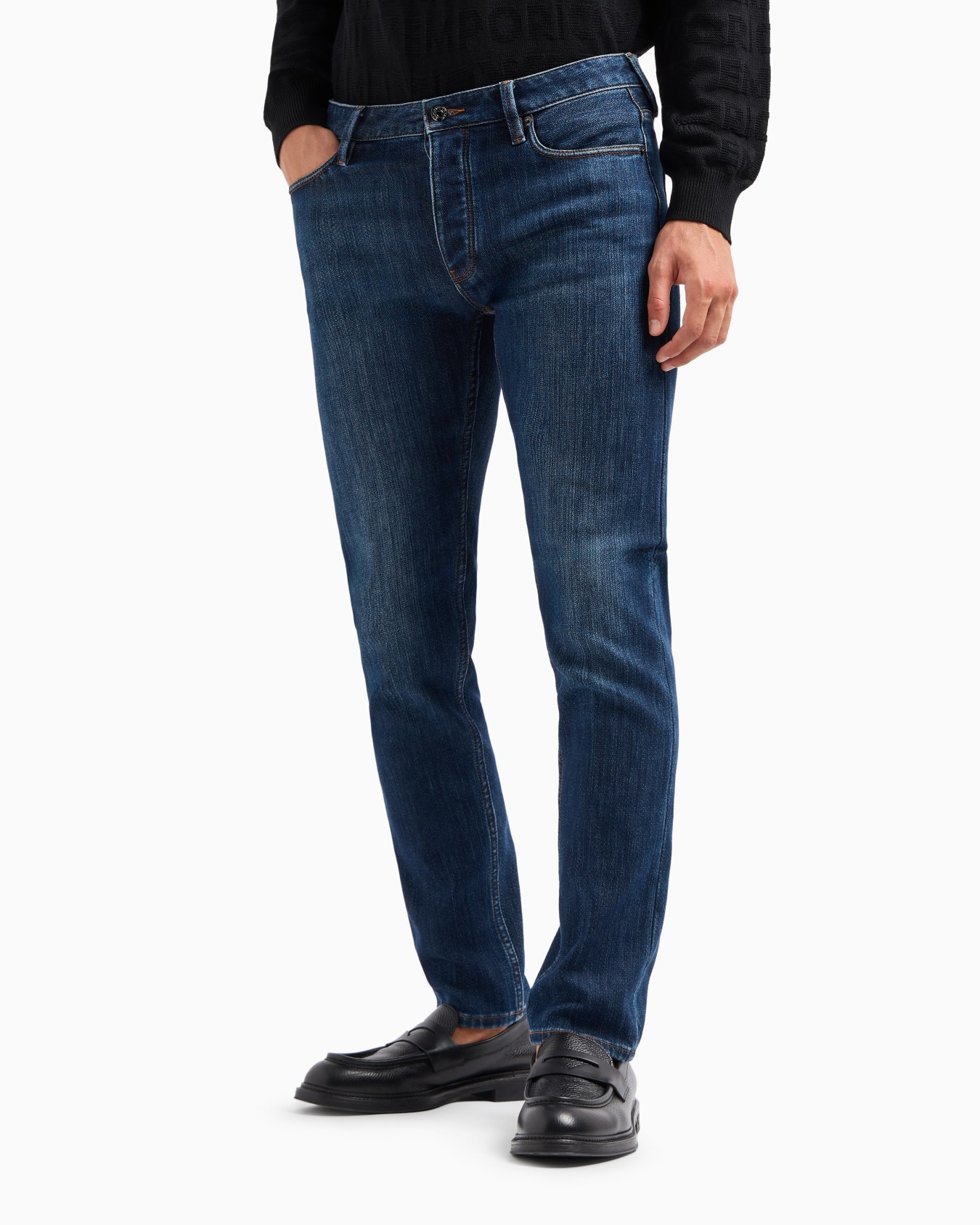 J75 Slim-fit, stone-washed denim jeans with fleece lining Slide 1