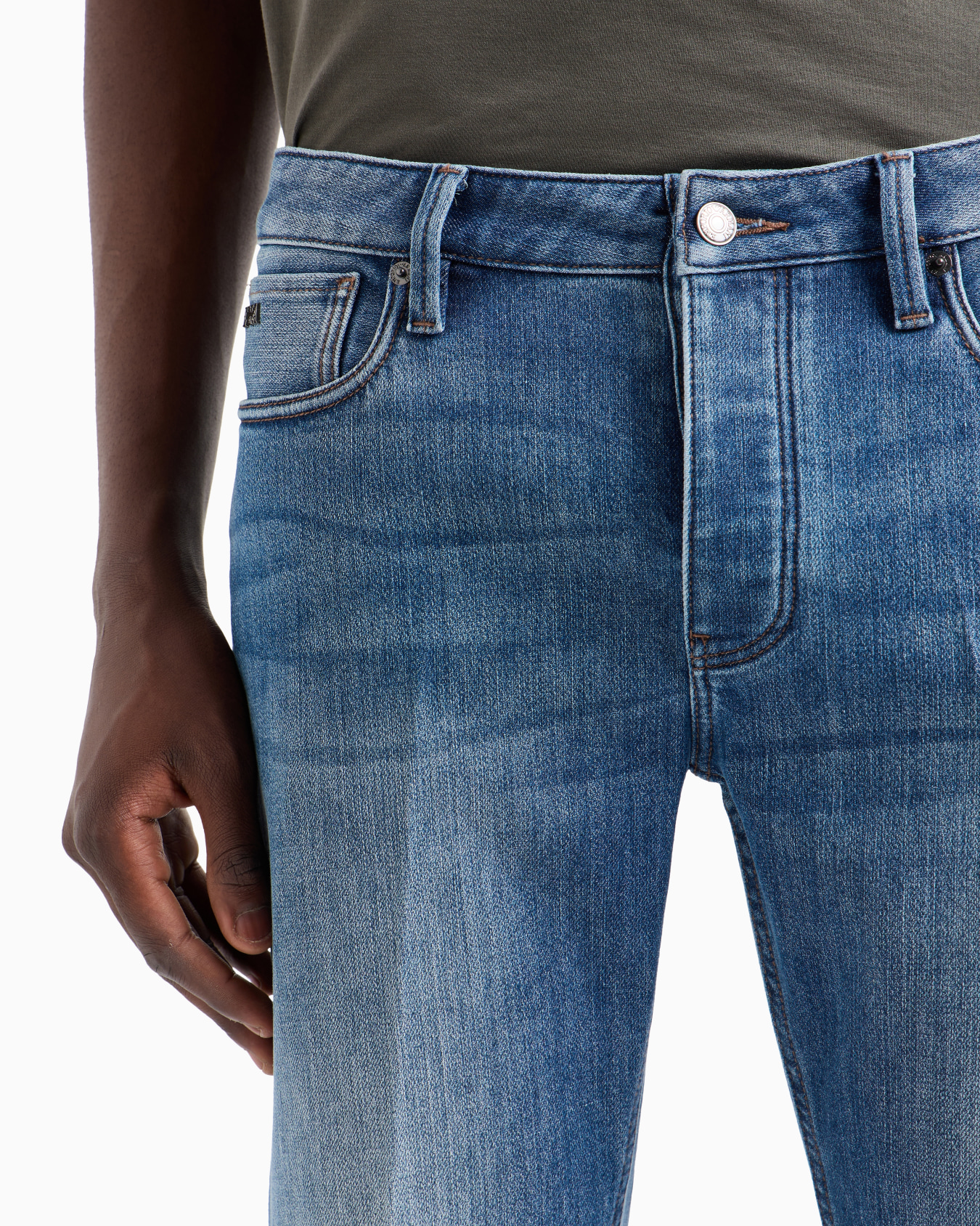 J75 Slim-fit, stone-washed denim jeans with fleece lining Slide 4