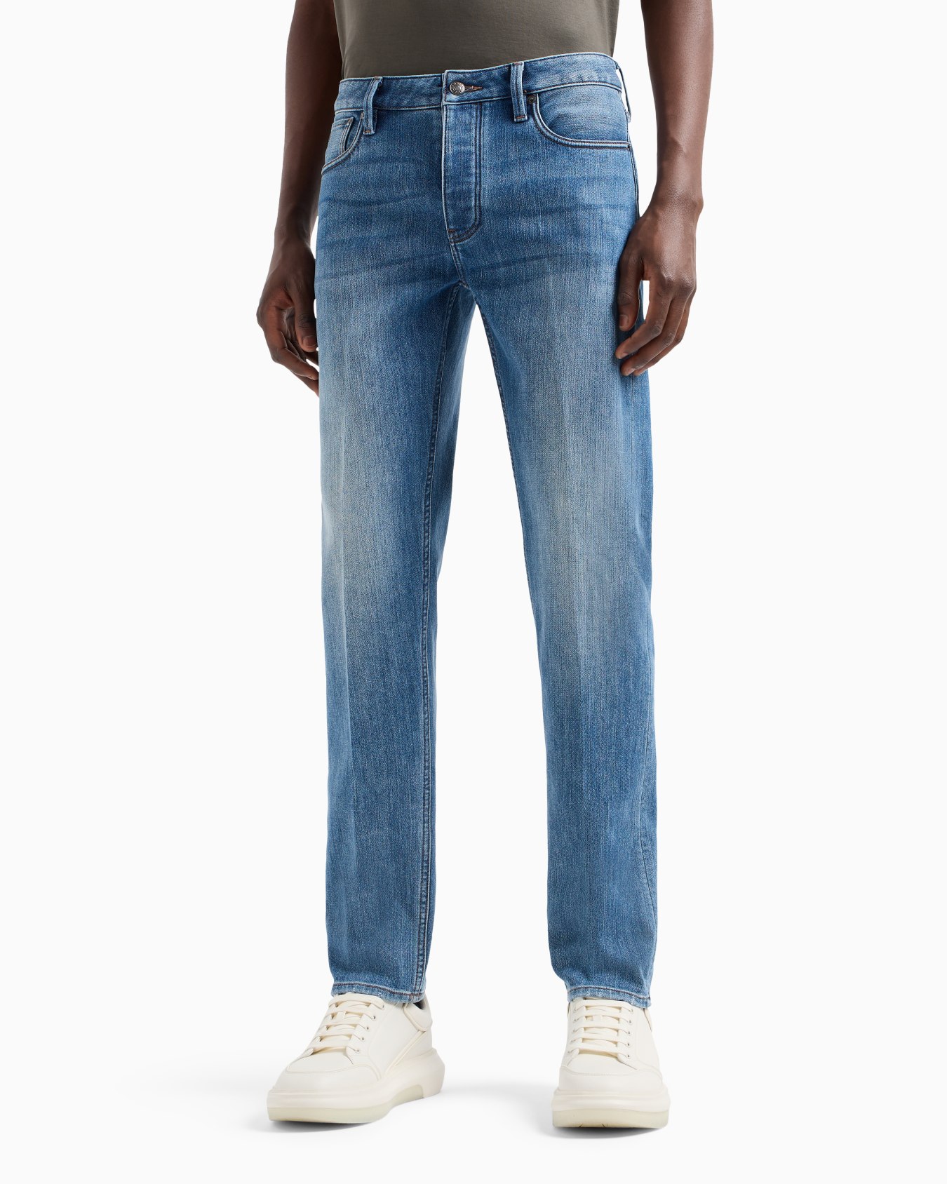 J75 Slim-fit, stone-washed denim jeans with fleece lining Slide 1