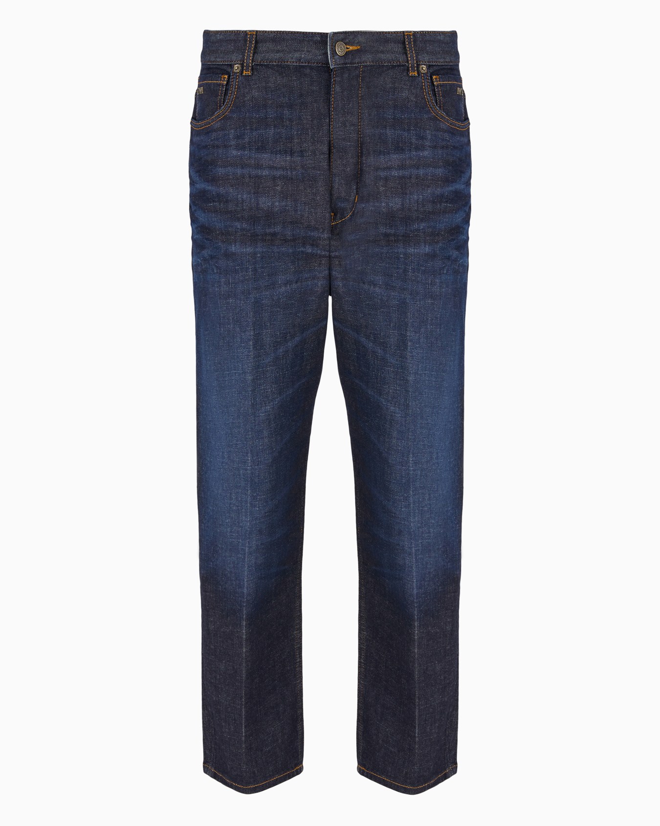 J79 Carrot-fit 11.4 oz rinse-wash denim jeans with veining Slide 0