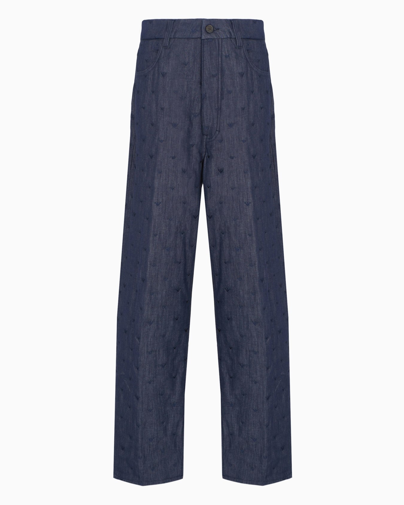 Jean en denim avec broderie micro aigle all over Diapositive 0