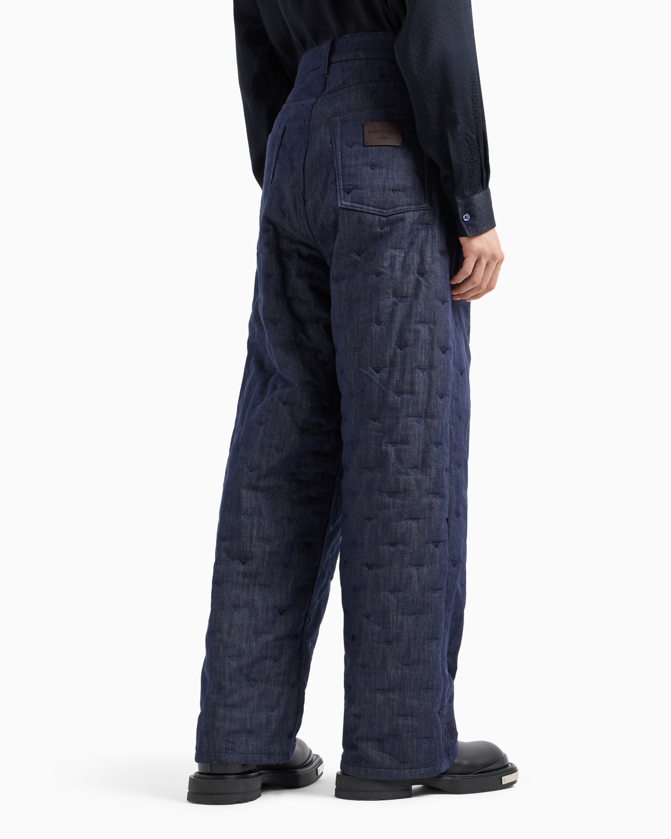 Jean en denim avec broderie micro aigle all over Diapositive 2
