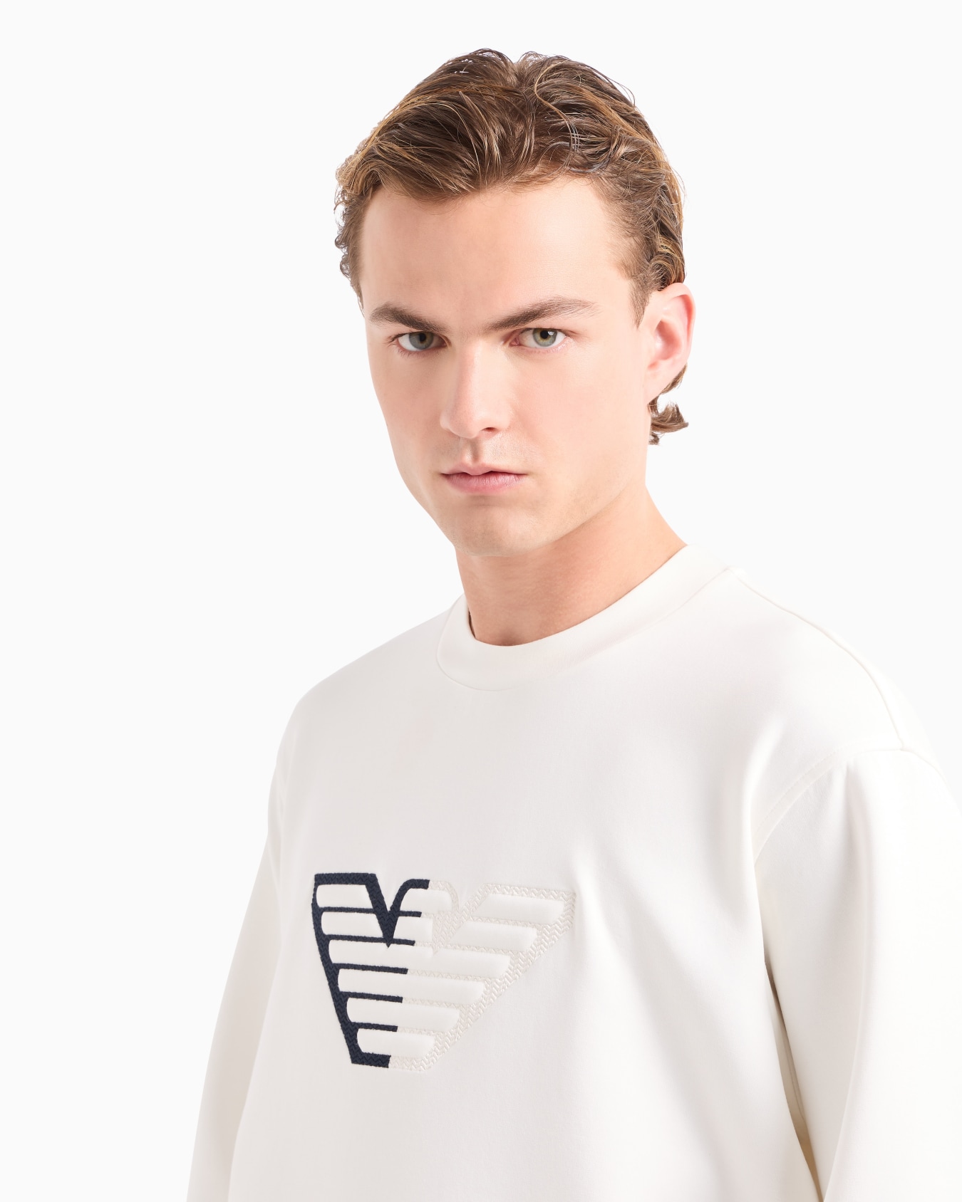 Sudadera de punto doble con maxiáguila en relieve sobre fondo de chevrón Diapositiva 4