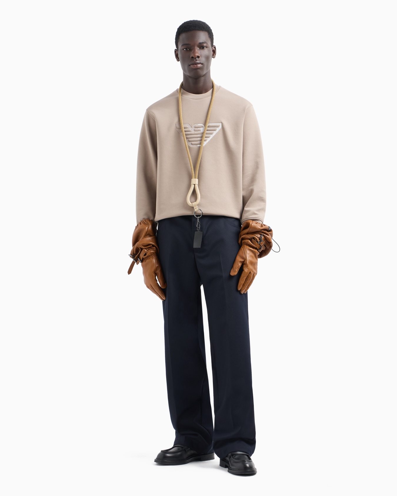 Double-jersey sweatshirt with embossed oversized eagle on a