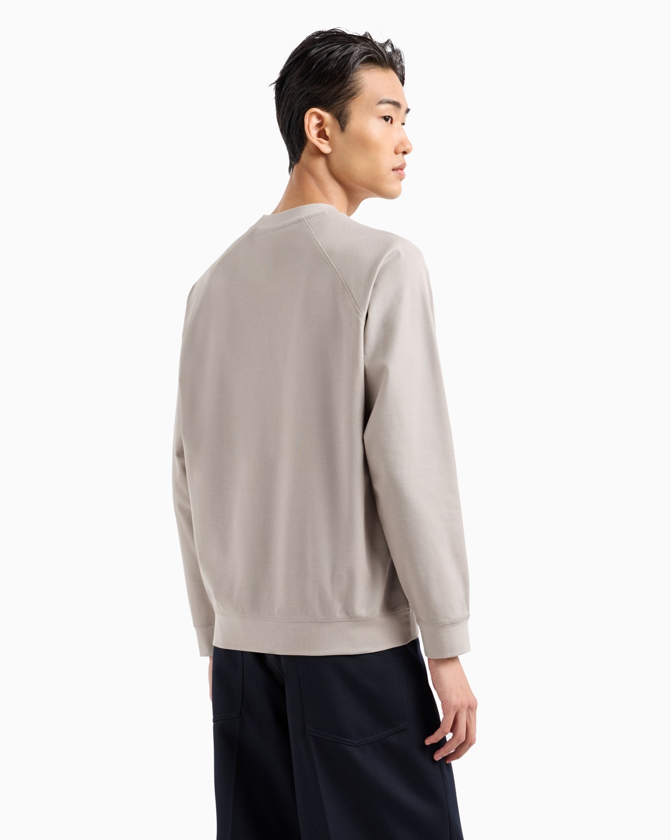 Piqué jersey sweatshirt with embossed domed eagle Slide 1
