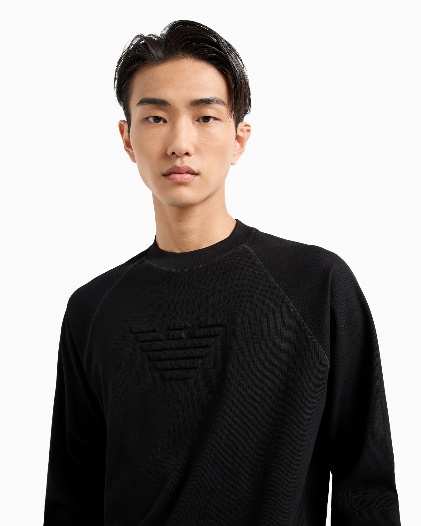 Piqué jersey sweatshirt with embossed domed eagle Slide 4