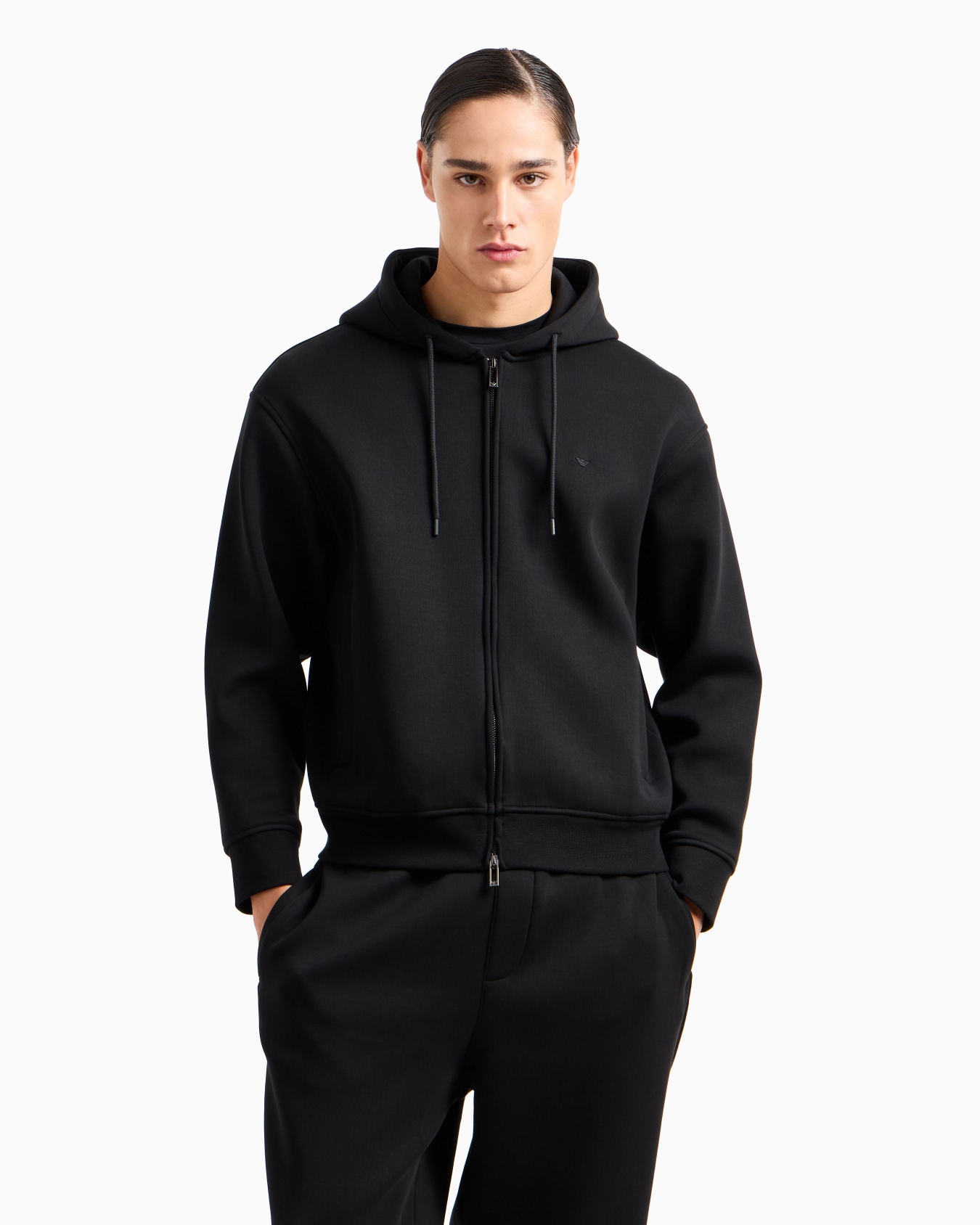 Lyocell-blend jersey hooded sweatshirt with zip Slide 2