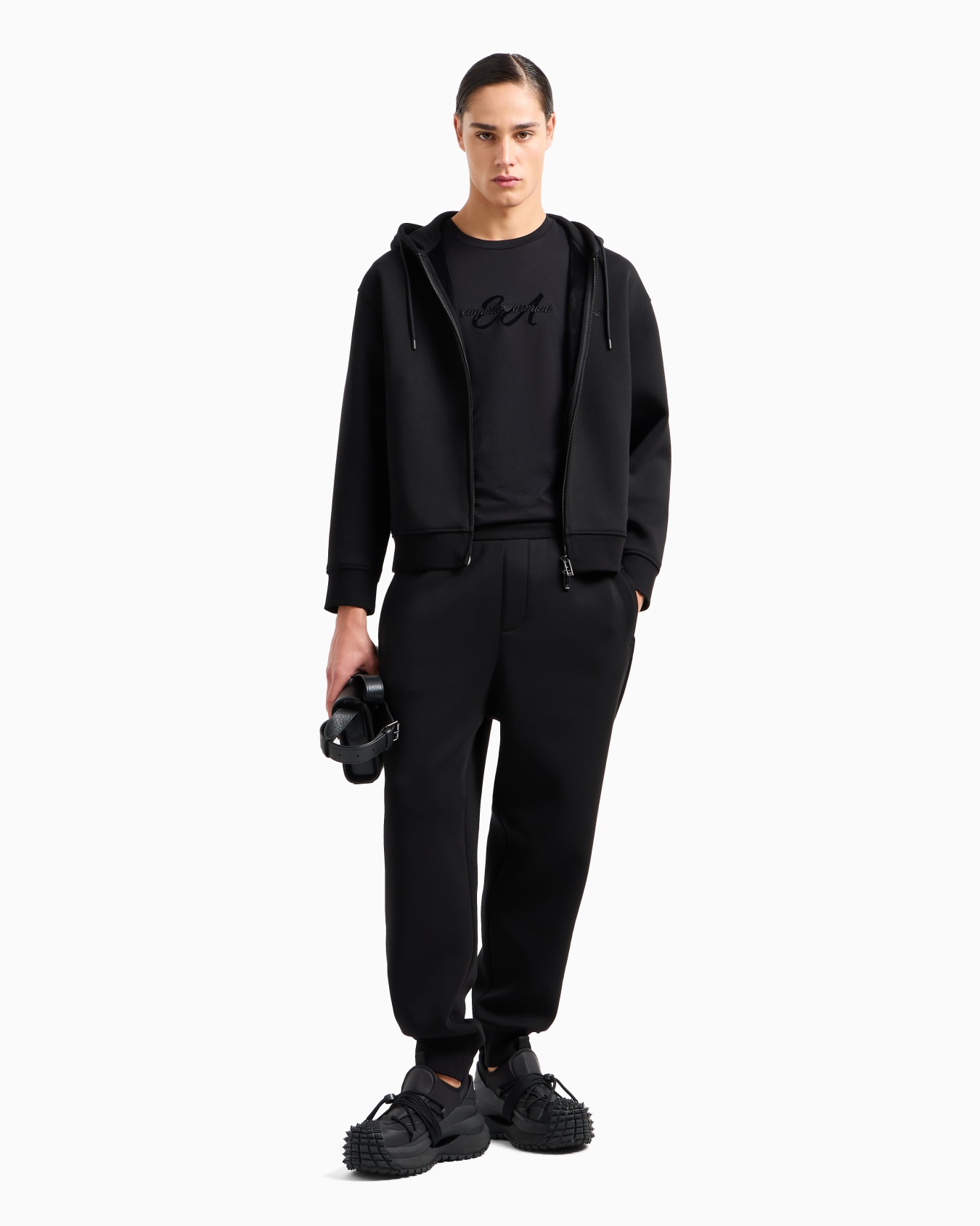 Lyocell-blend jersey hooded sweatshirt with zip Slide 3