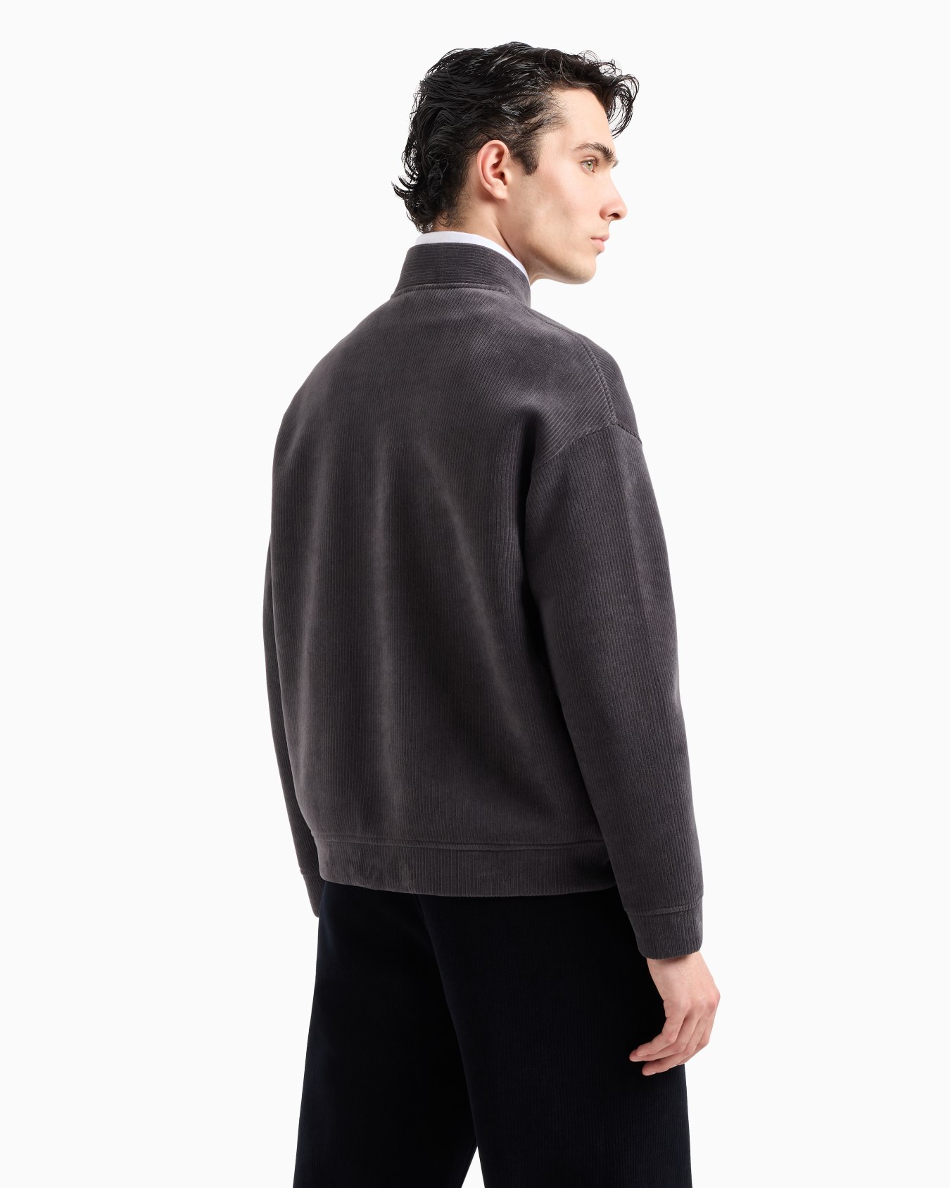 Ribbed velour zip-up sweatshirt Slide 2