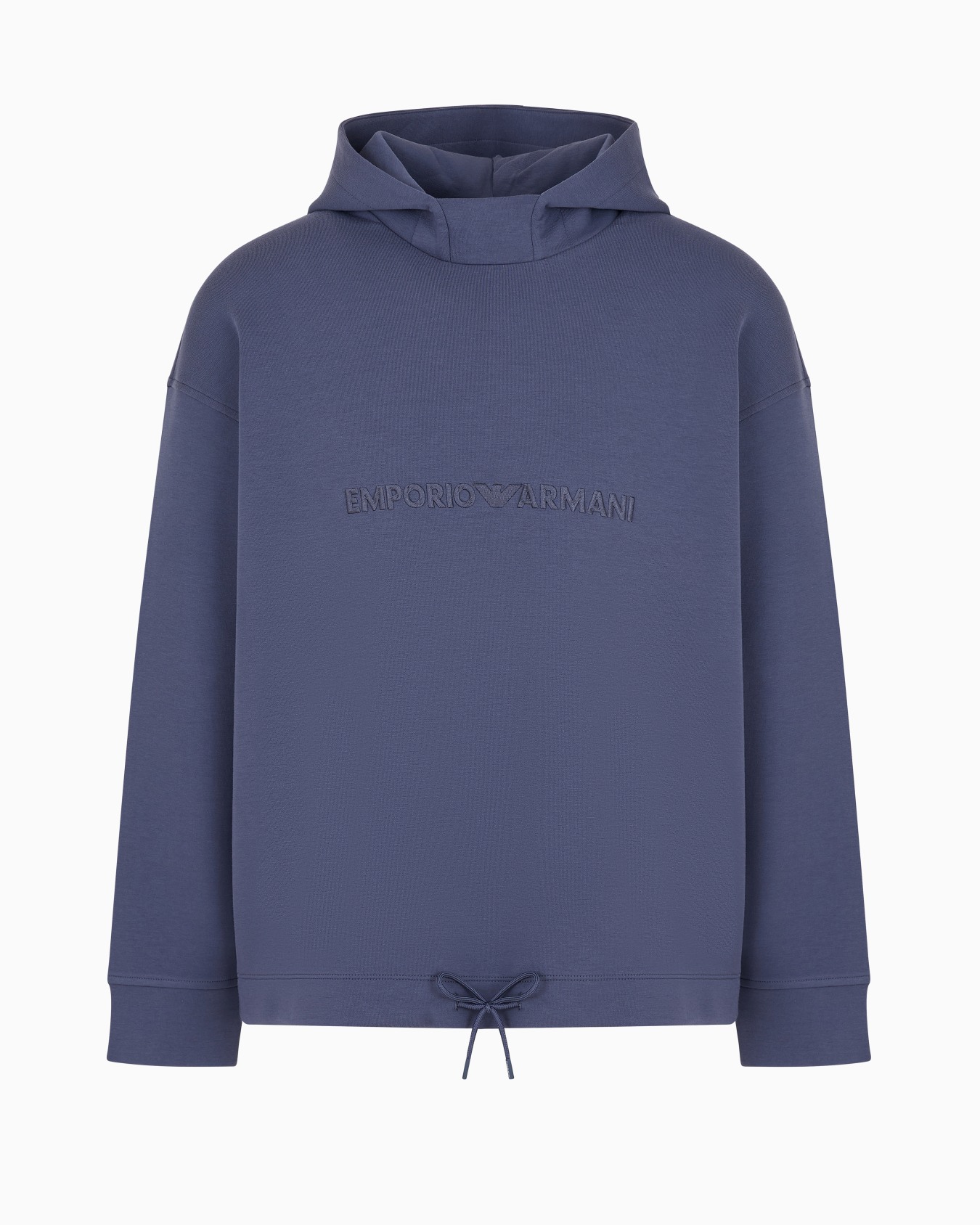 Double-jersey hooded sweatshirt with embossed logo embroidery Slide 0