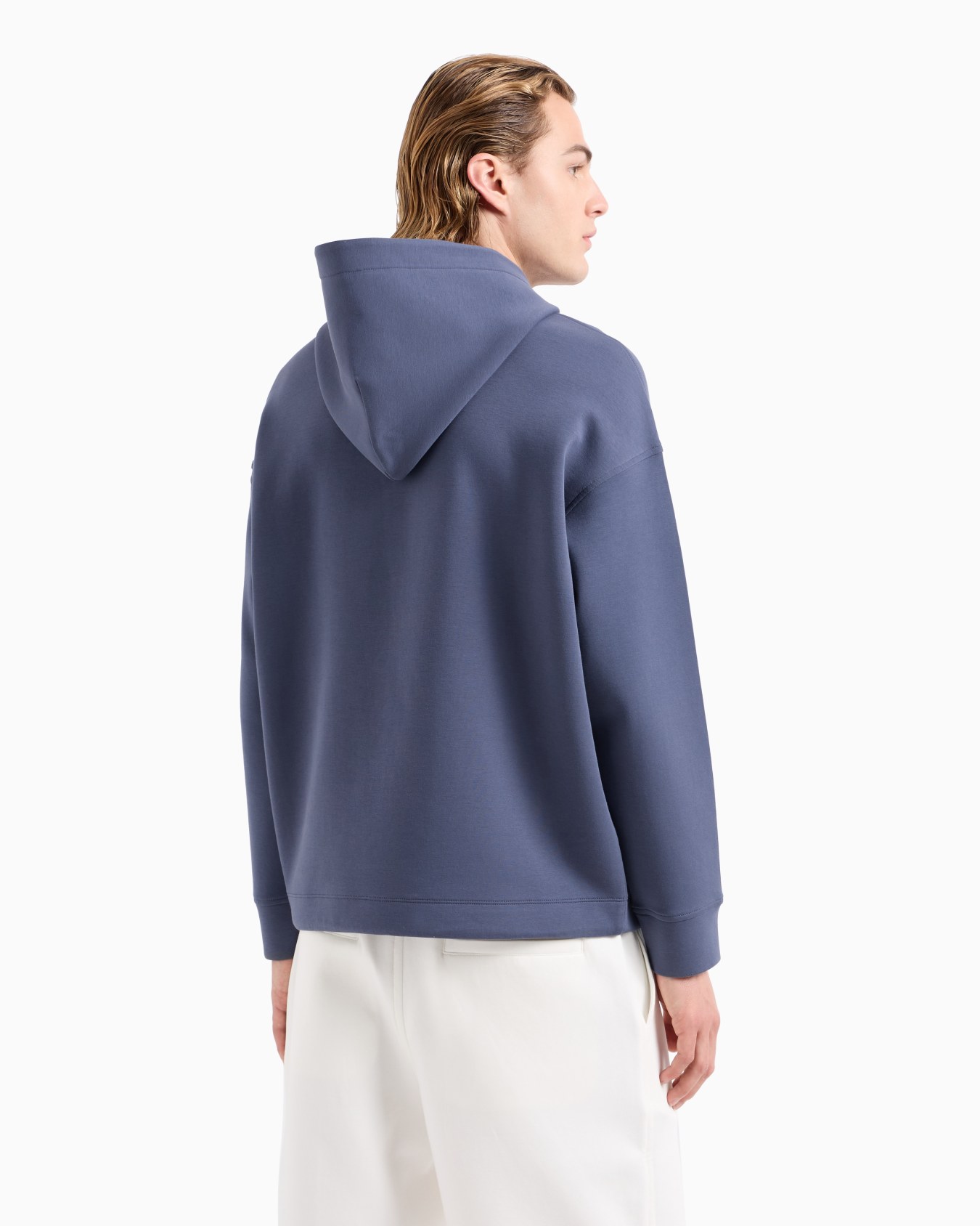 Double-jersey hooded sweatshirt with embossed logo embroidery Slide 2