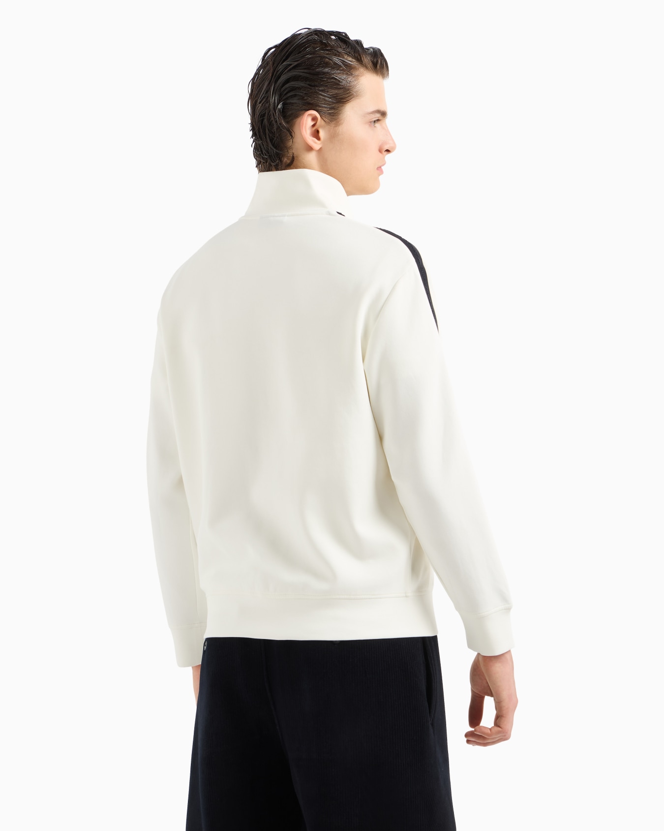 Sweat-shirt entièrement zippé en jersey double avec bande logo et imprimé en relief Diapositive 2