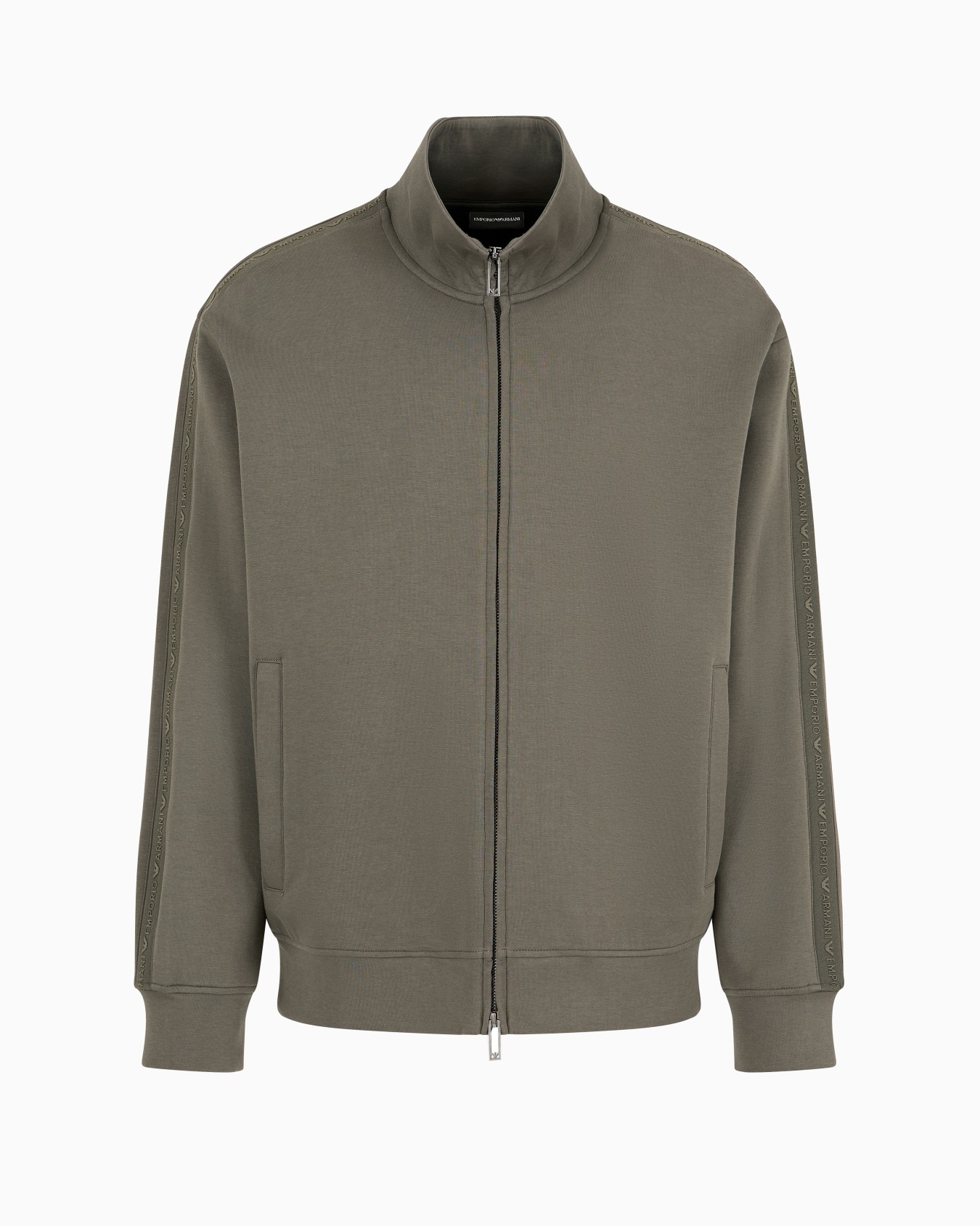 Double-jersey full-zip sweatshirt with embossed logo lettering tape Slide 0