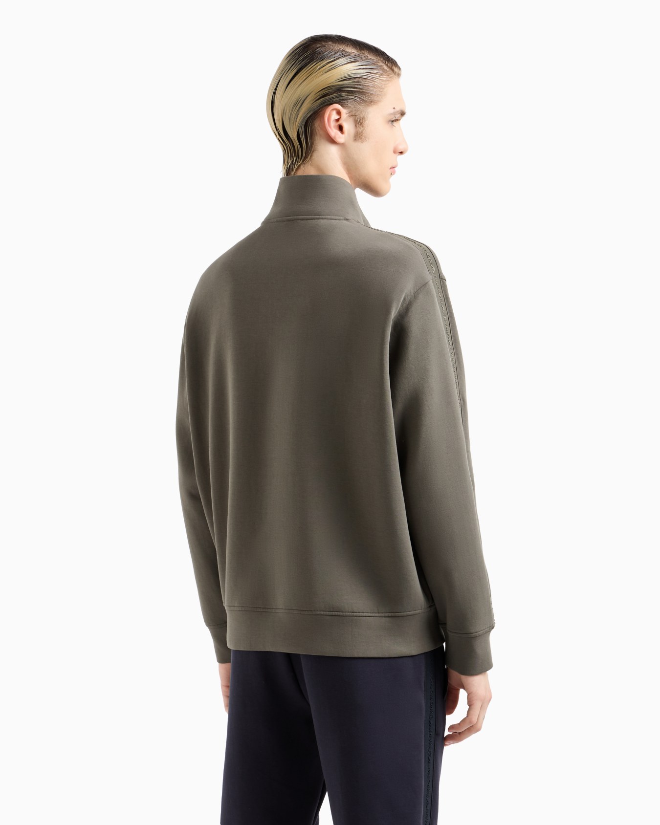 Double-jersey full-zip sweatshirt with embossed logo lettering tape Slide 2