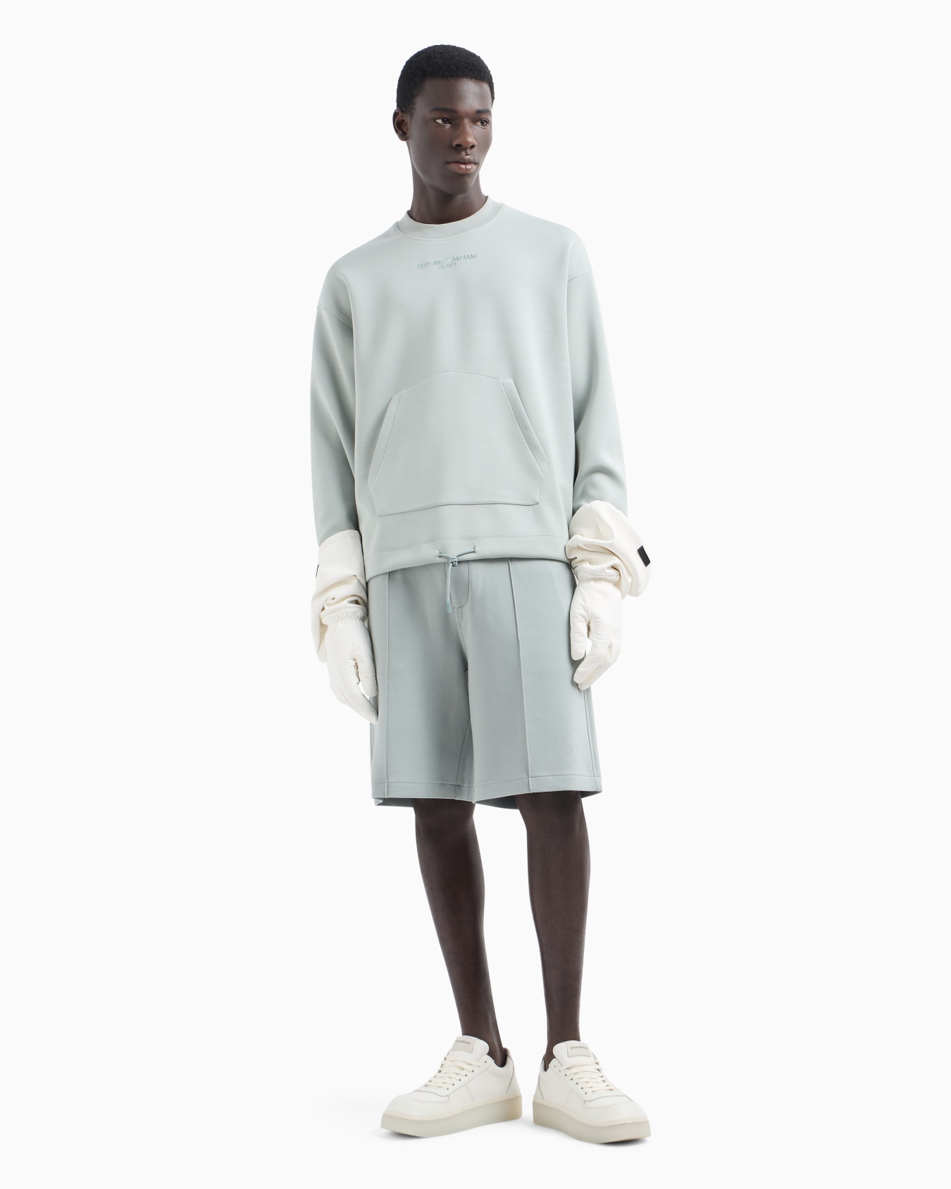 Modal-blend jersey sweatshirt with logo embroidery and a pouch pocket Slide 3