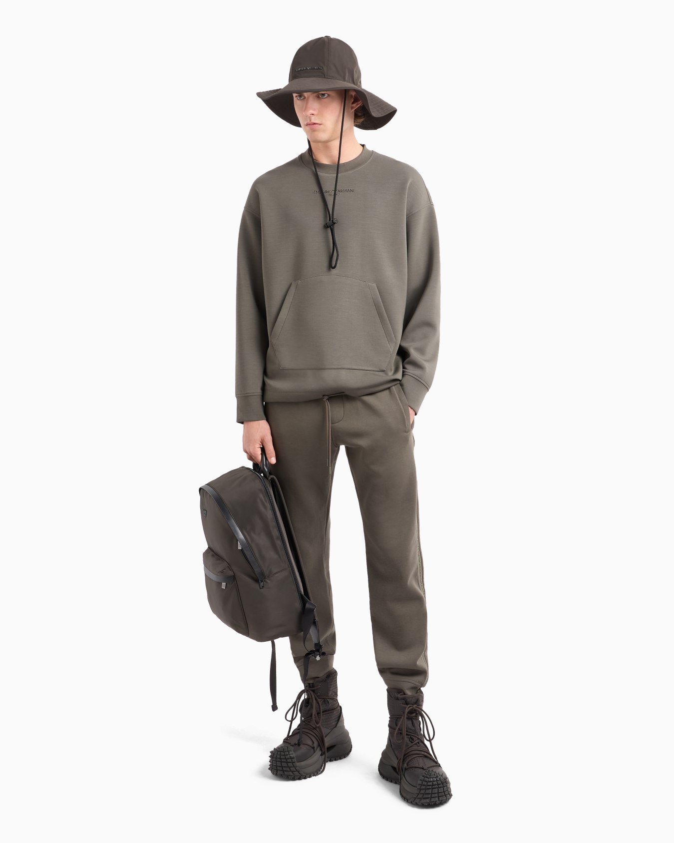 Modal-blend jersey sweatshirt with logo embroidery and a pouch pocket Slide 3