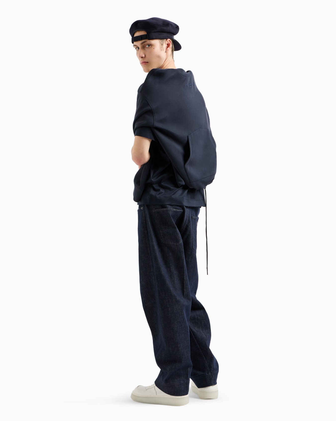 Modal-blend jersey sweatshirt with logo embroidery and a pouch pocket Slide 3