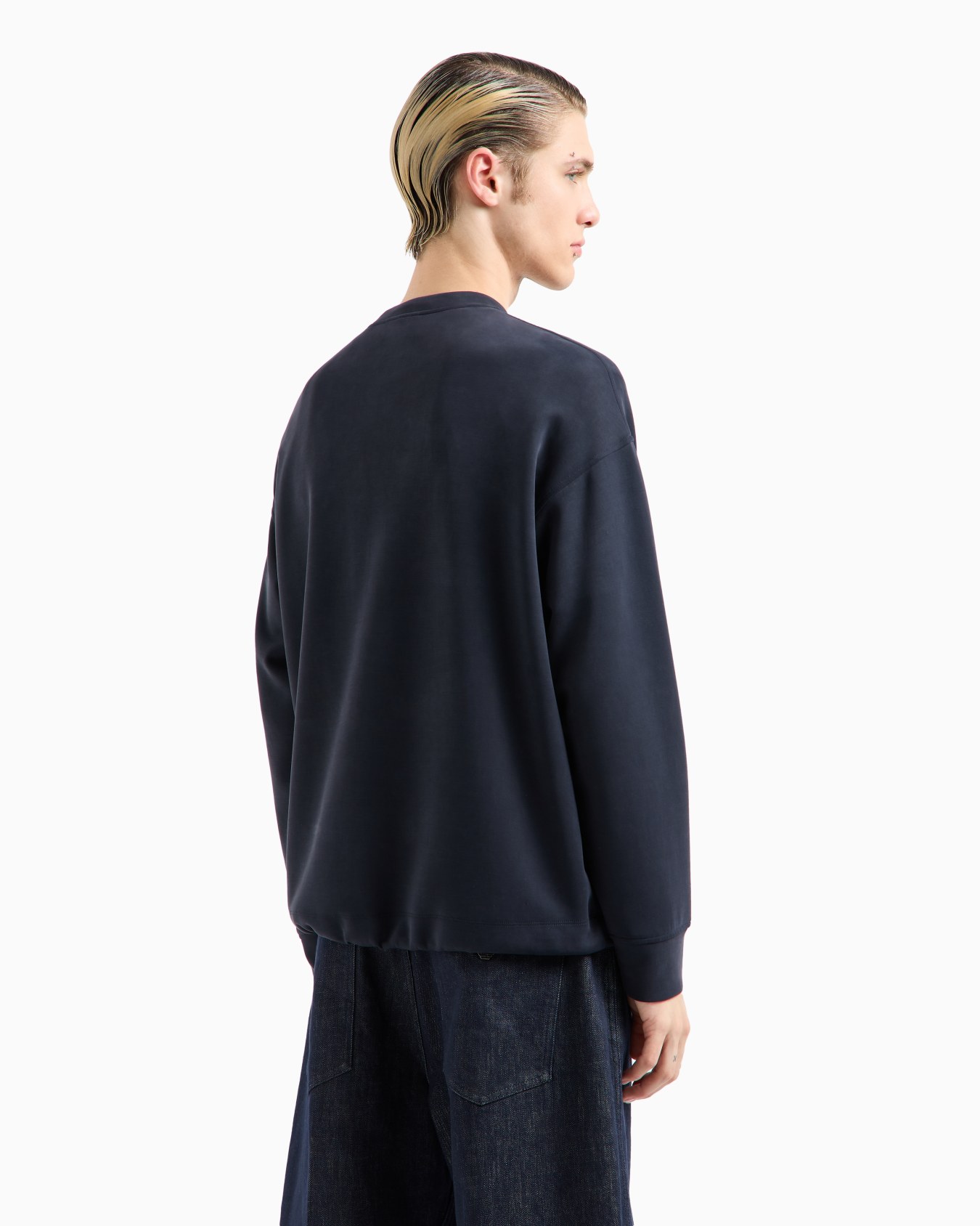 Modal-blend jersey sweatshirt with logo embroidery and a pouch pocket Slide 2