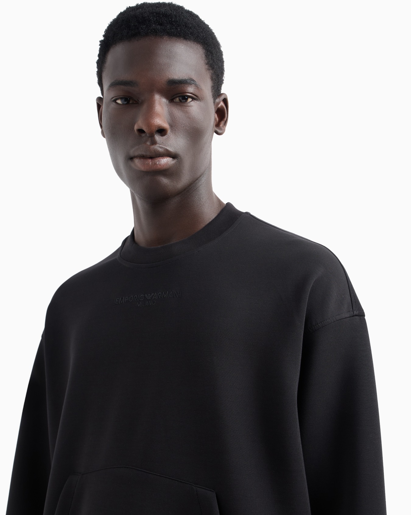 Modal-blend jersey sweatshirt with logo embroidery and a pouch pocket Slide 4