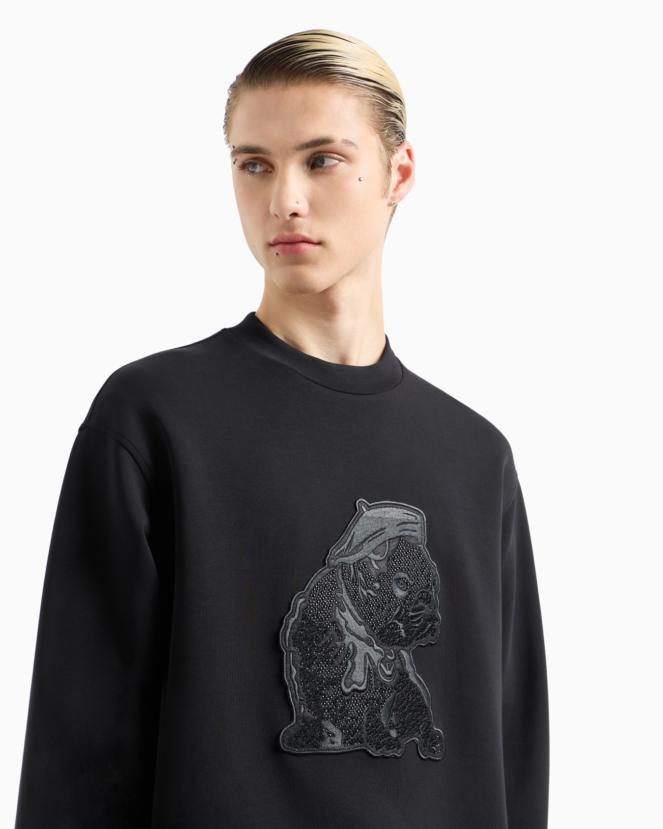 Sudadera de punto doble con maxiparche de bulldog francés Clubwear Diapositiva 4