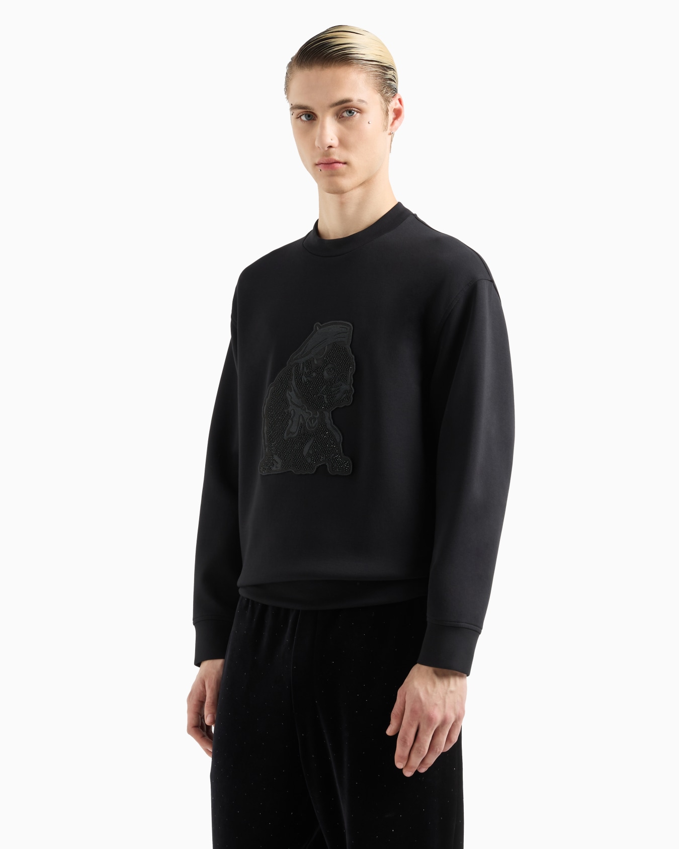 Sudadera de punto doble con maxiparche de bulldog francés Clubwear Diapositiva 1