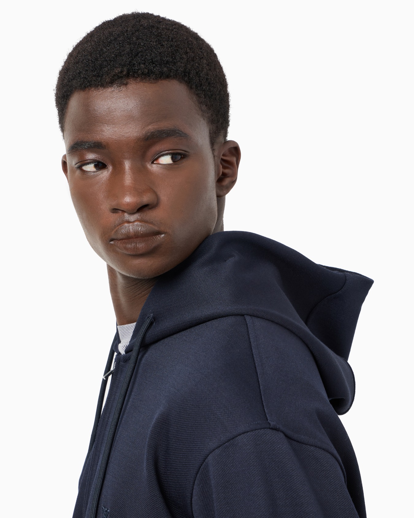 Hooded sweatshirt with partial zip, in a wool-blend jersey Slide 4