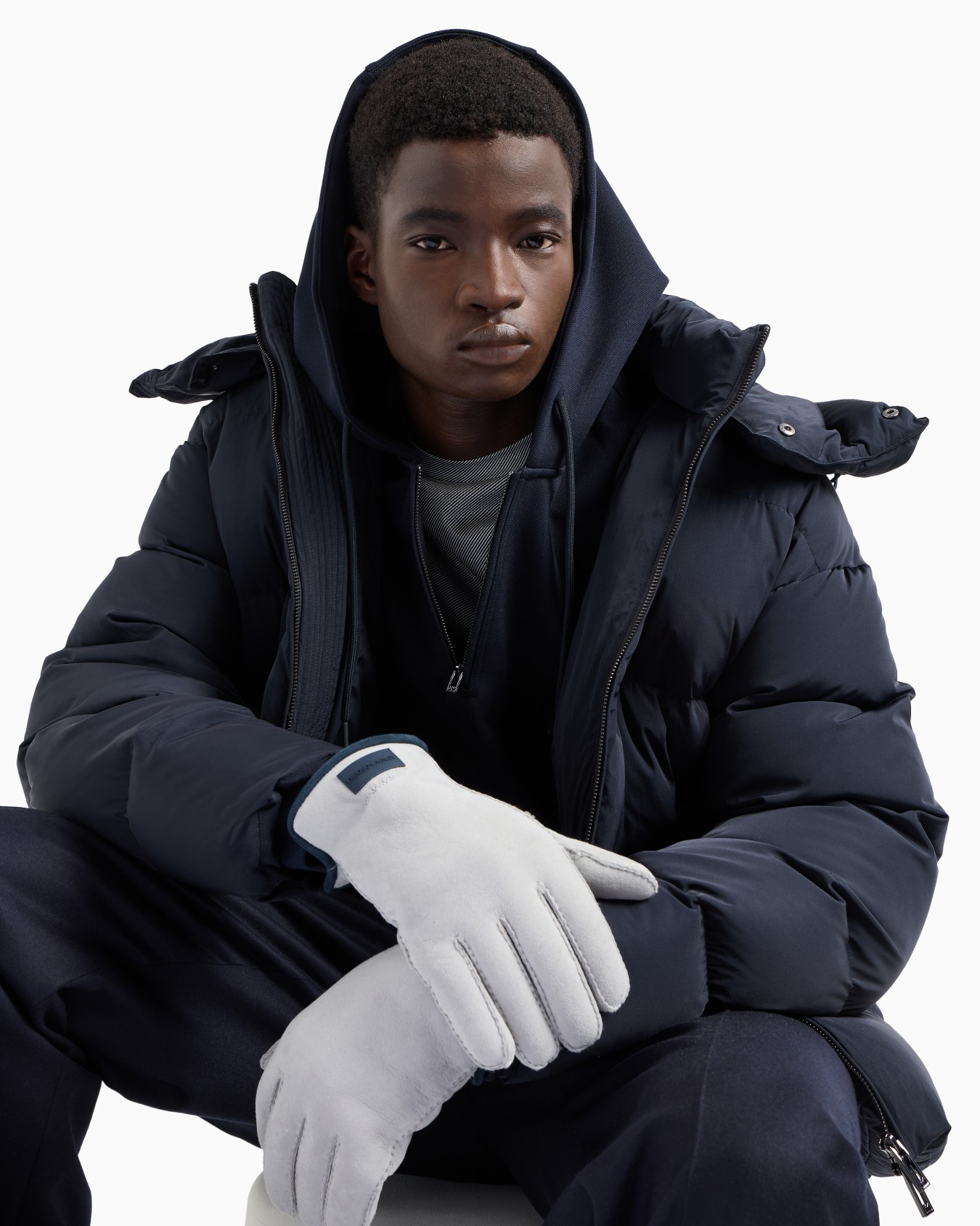 Hooded sweatshirt with partial zip, in a wool-blend jersey Slide 5