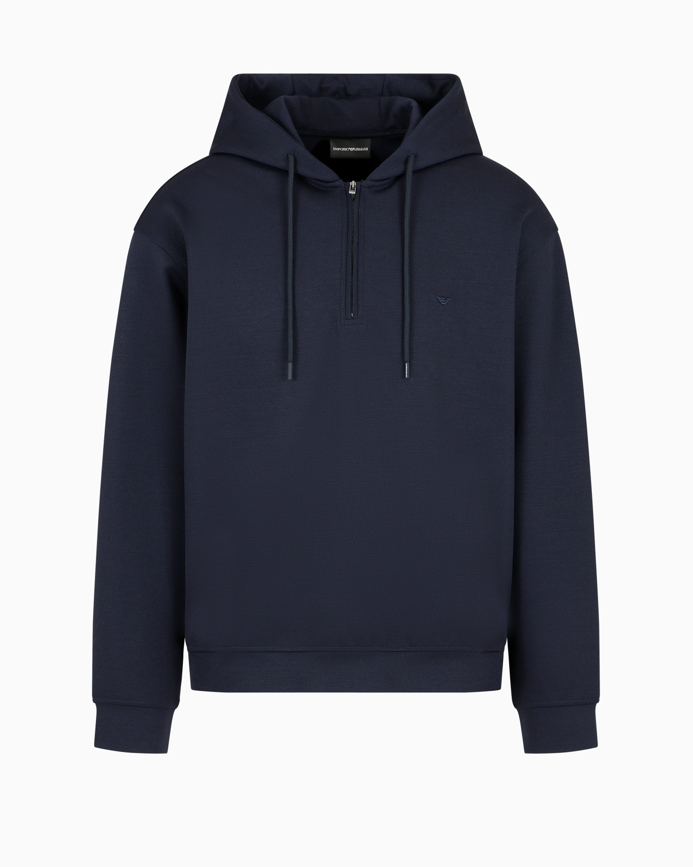 Hooded sweatshirt with partial zip, in a wool-blend jersey Slide 0