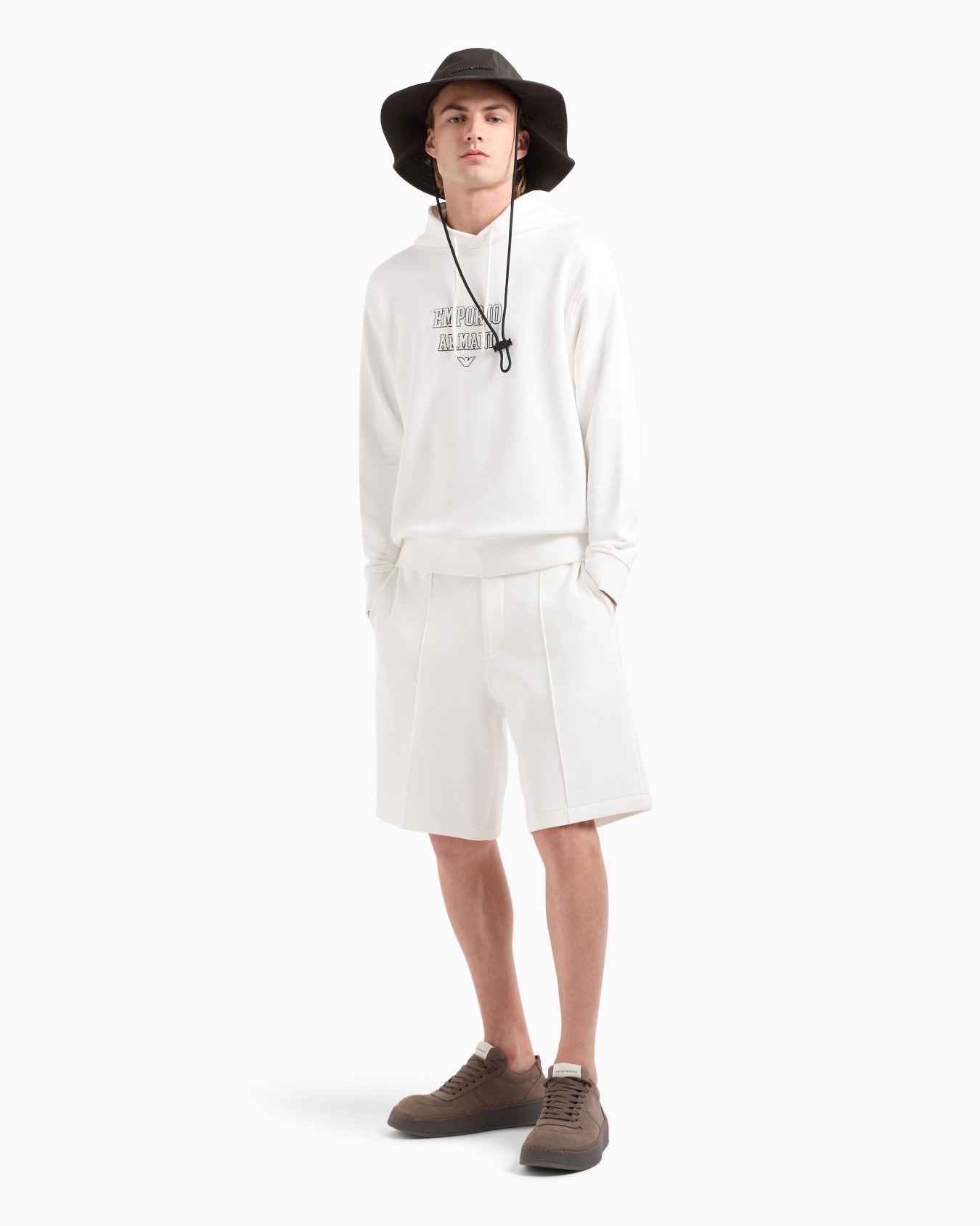 Hooded jersey sweatshirt with embossed domed logo Slide 3