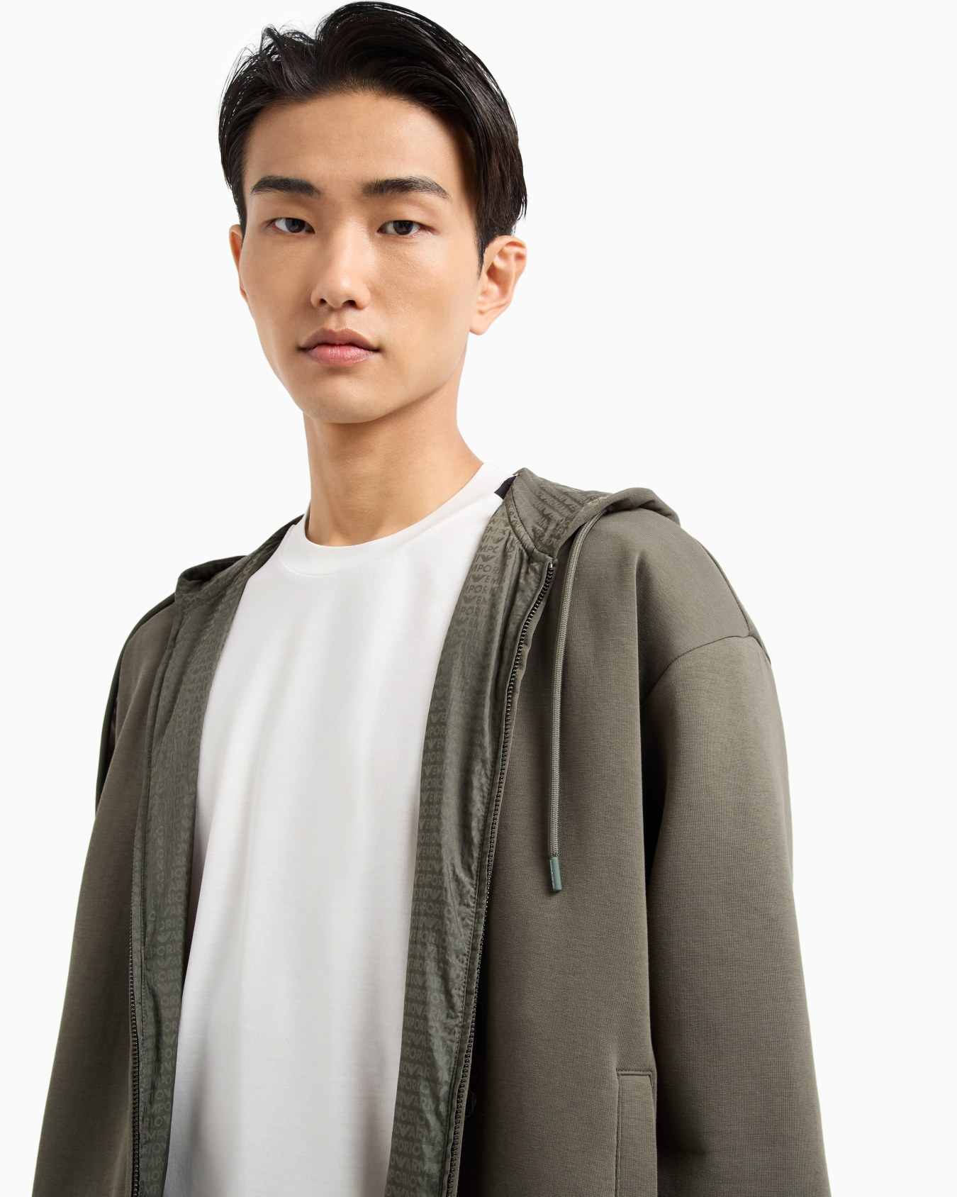 Reversible hooded zip-up sweatshirt in double jersey Slide 5