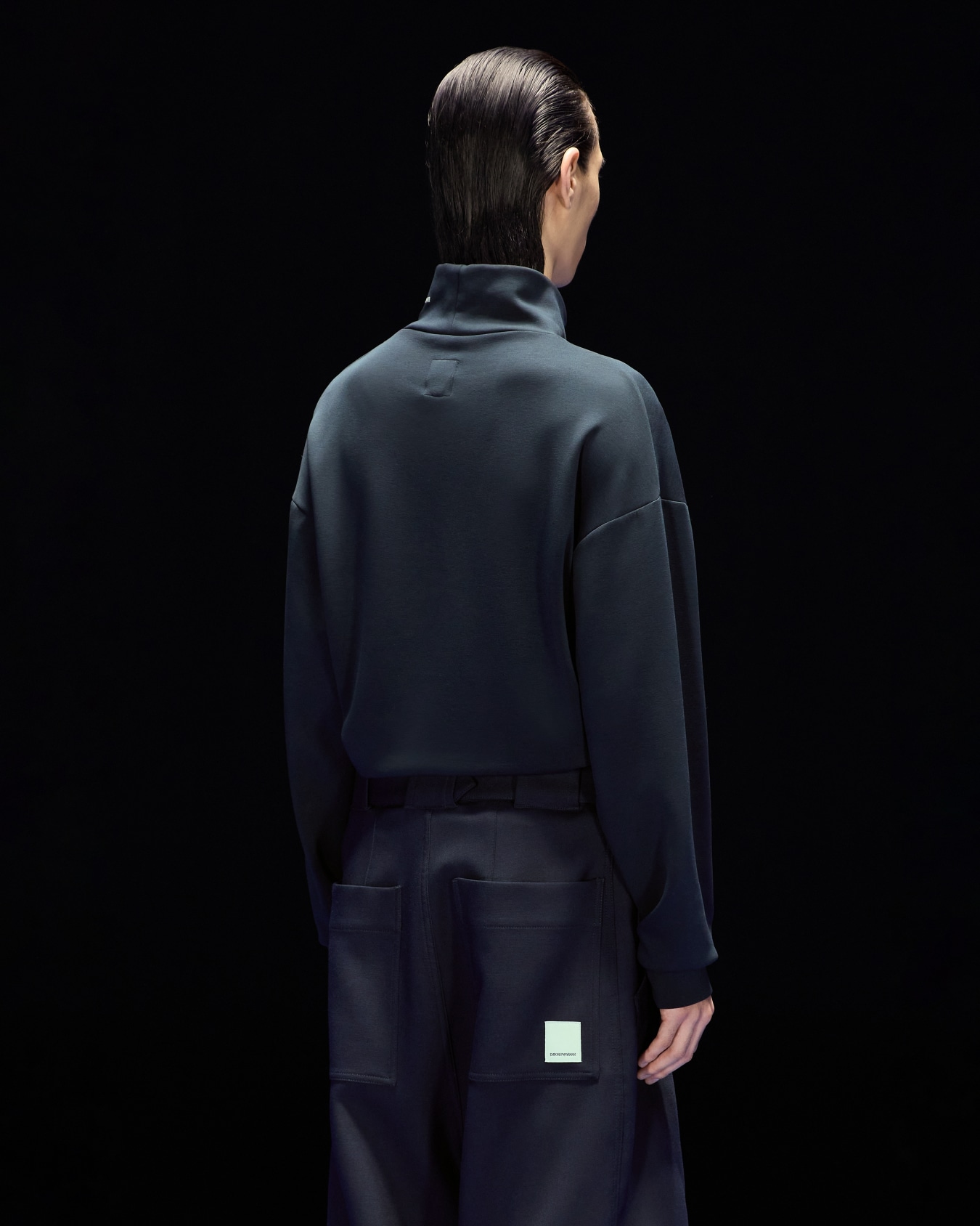 ASV Black Blue capsule collection comfort-fit mock-neck jumper in modal-blend jersey Slide 3