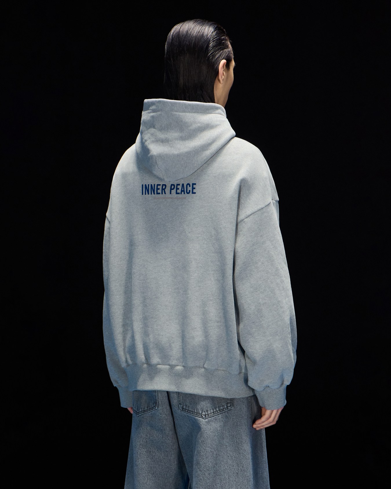 ASV Black Blue capsule collection slogan oversize hooded sweatshirt in organic jersey Slide 3