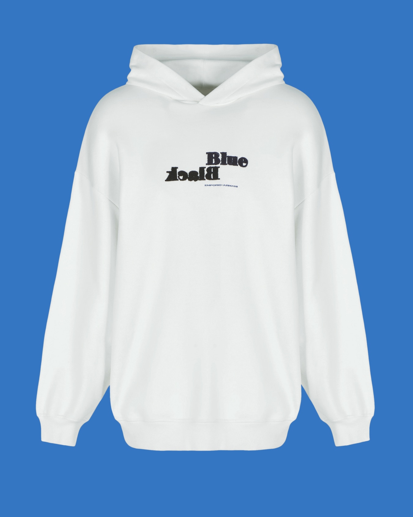 ASV Black Blue capsule collection lettering organic-jersey oversize hooded sweatshirt Slide 0