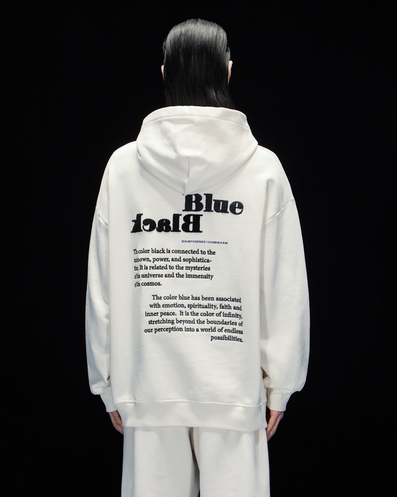 ASV Black Blue capsule collection lettering organic-jersey oversize hooded sweatshirt Slide 2