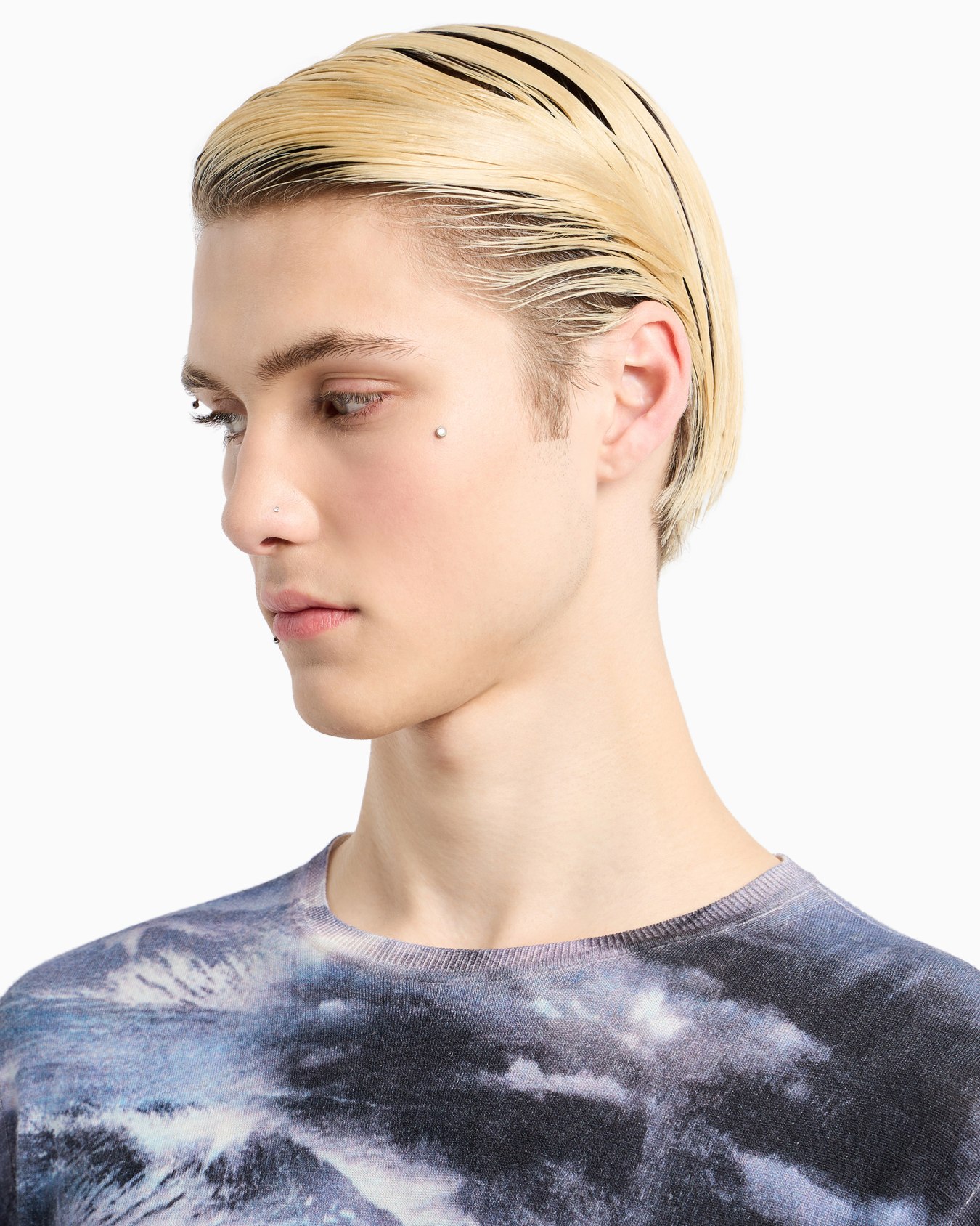 Plain-knit virgin wool jumper with maritime print Slide 5