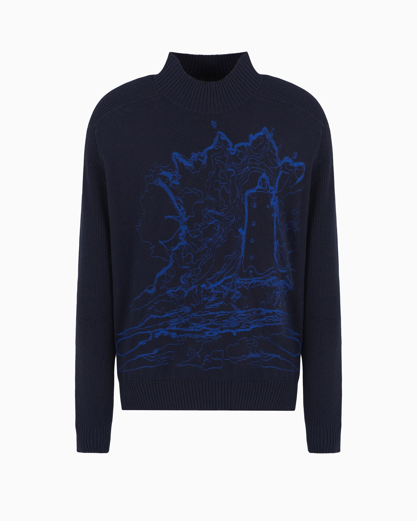 Virgin wool-blend mock-neck jumper with oversized lighthouse embroidery Slide 0