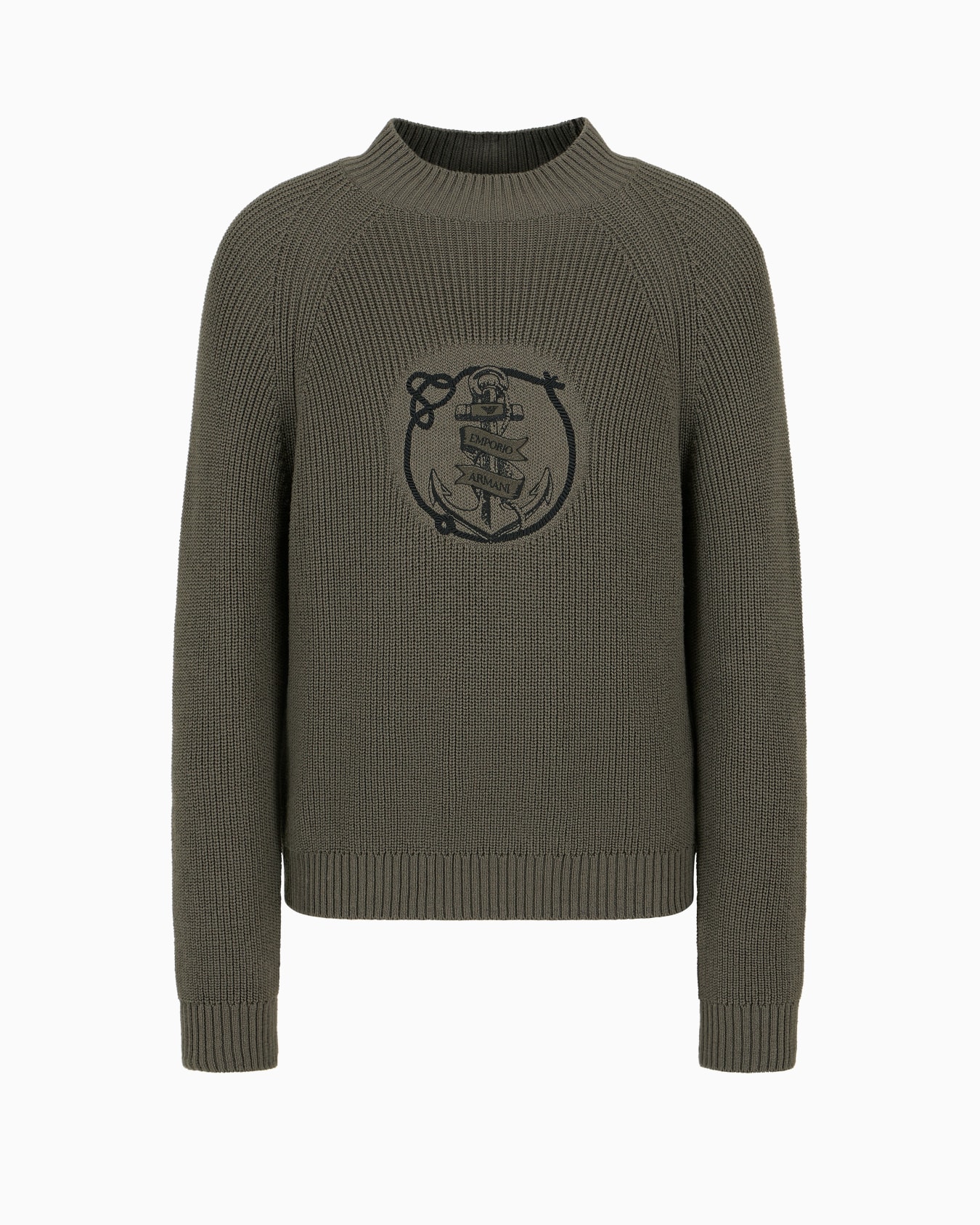 Maglione lupetto in misto lana vergine con ricamo ancora e logo Slide 0