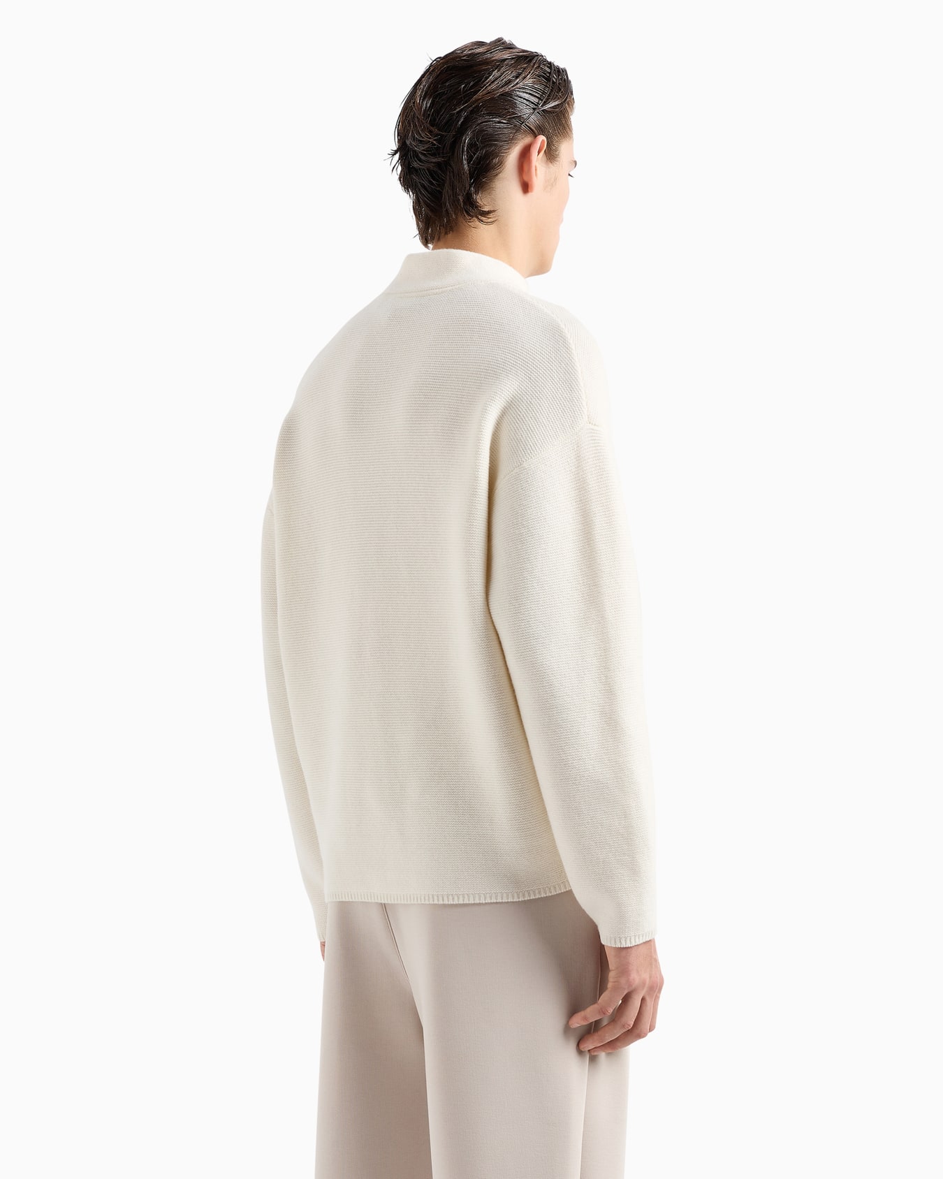 Virgin wool mock-neck jumper in a links-stitch motif Slide 3